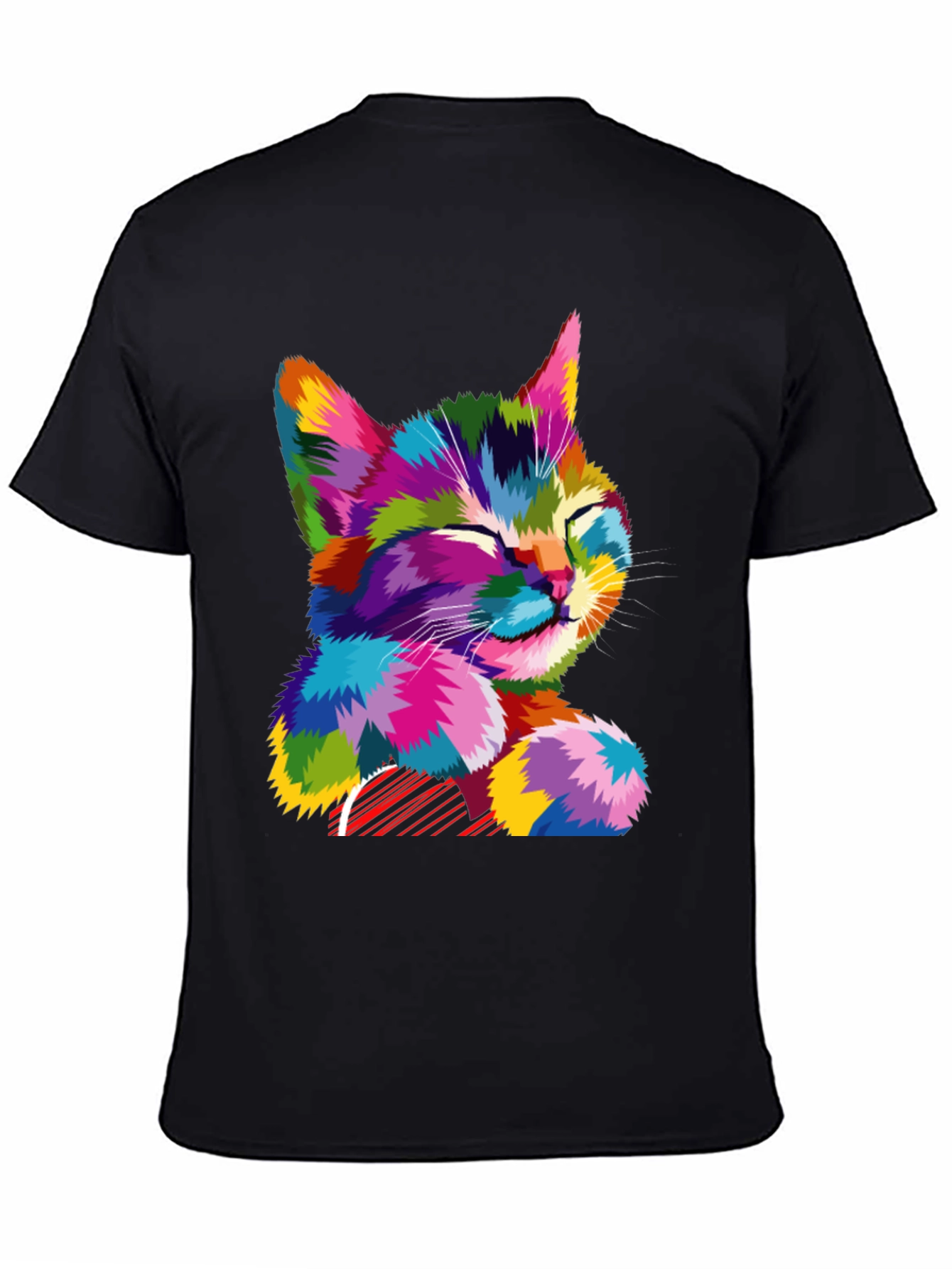 Black Colorful Cat Graphic T-Shirt - Stylish Men's Tee view 4