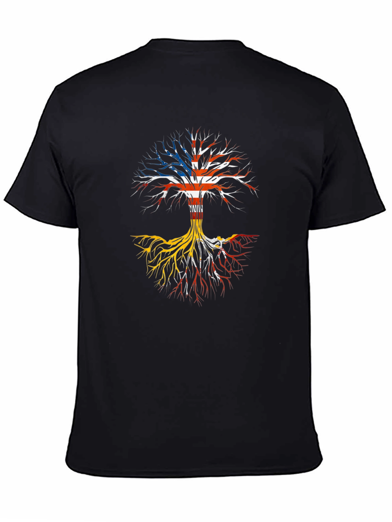 Black USA Germany Roots Tree T-Shirt view 4