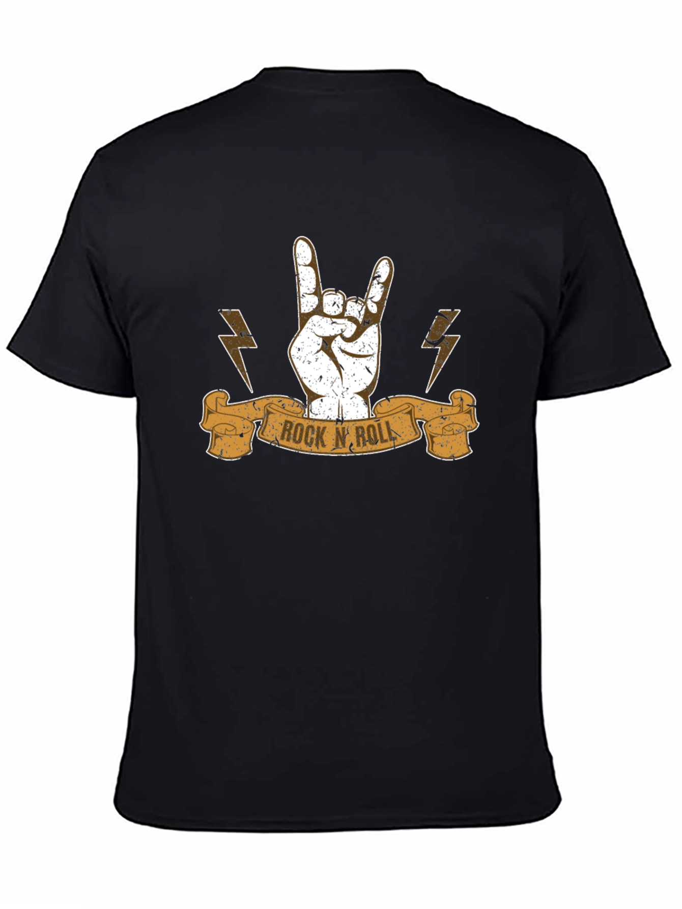 Black Rock N Roll Hand Sign T-Shirt - Black view 4