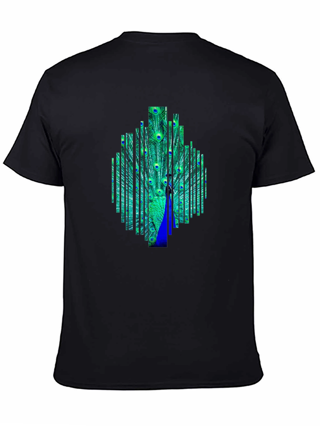 Black Peacock Feather Graphic Black T-Shirt view 4