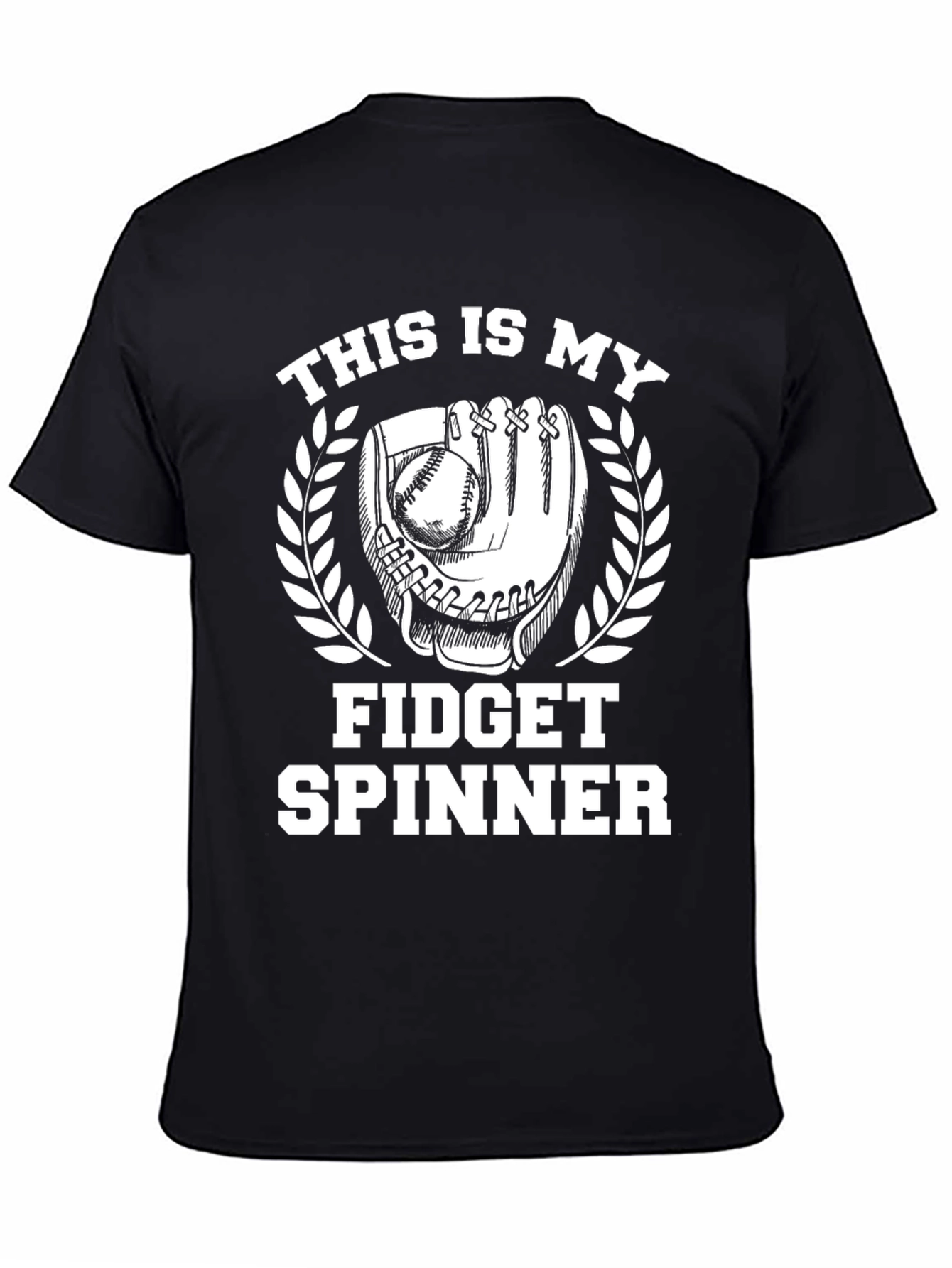 Black Baseball Fidget Spinner Graphic T-Shirt view 4