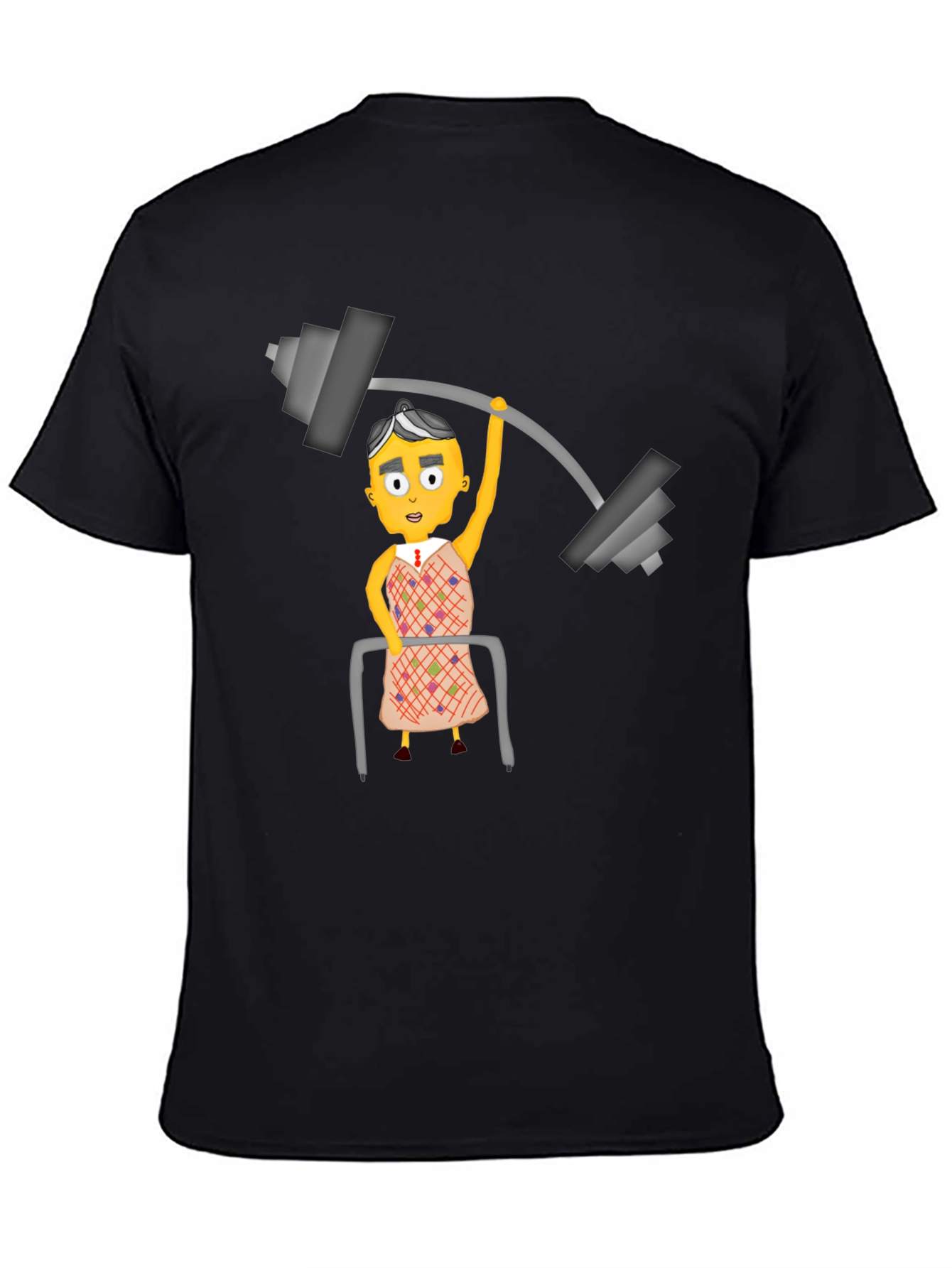 Black Funny Lifting Grandma Black T-Shirt view 4