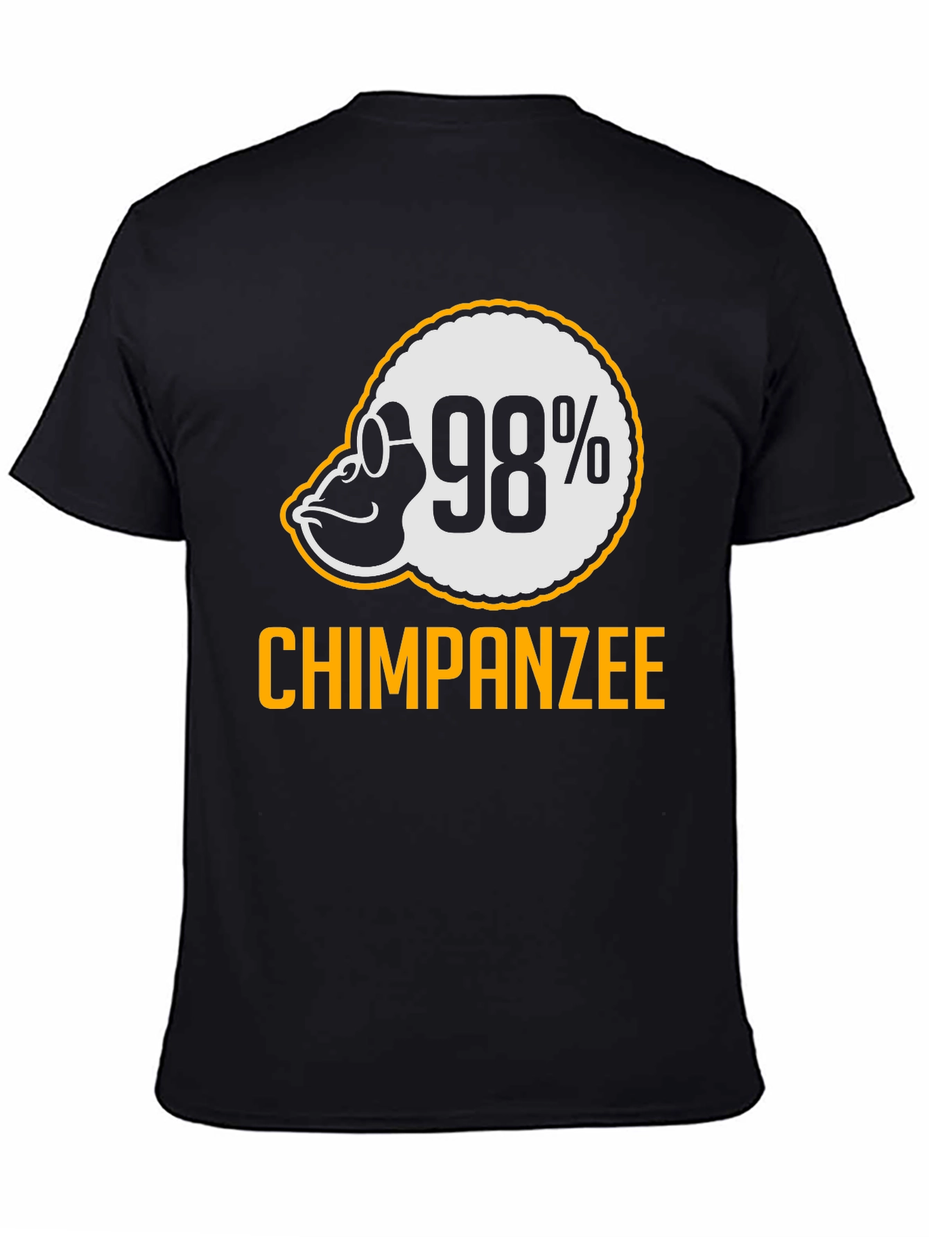 Black 98% Chimpanzee T-Shirt - Funny Ape Graphic Tee view 4