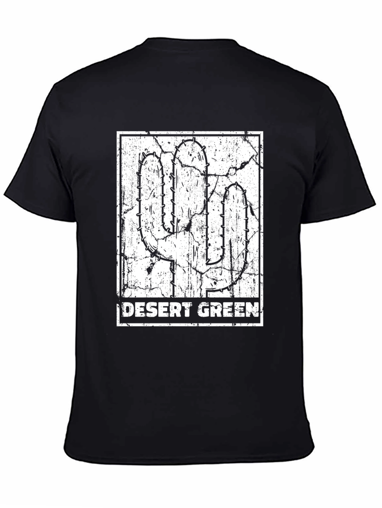 Black Desert Green Cactus Graphic T-Shirt view 4