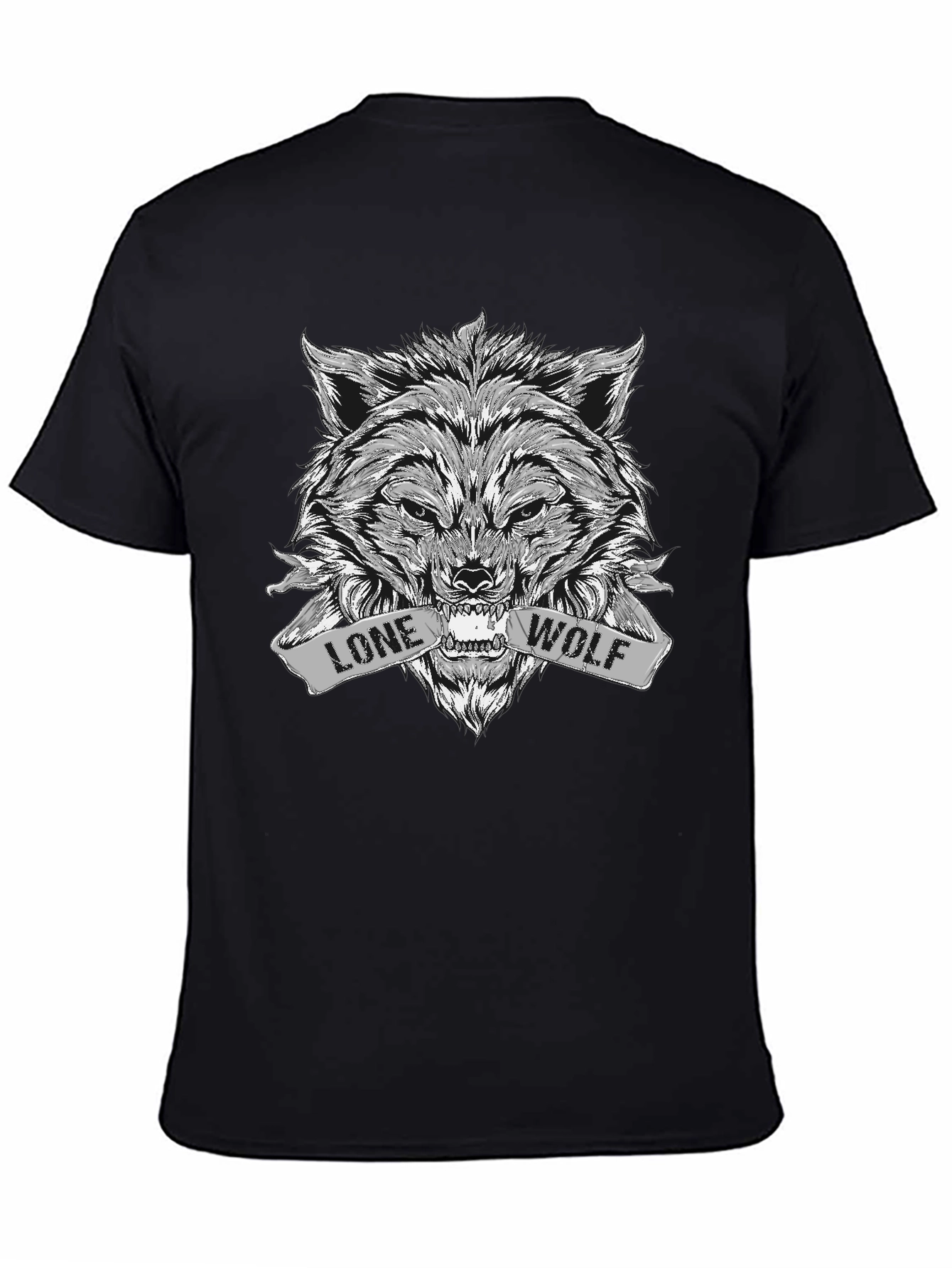 Black Lone Wolf Graphic T-Shirt - Fierce Animal Design view 4