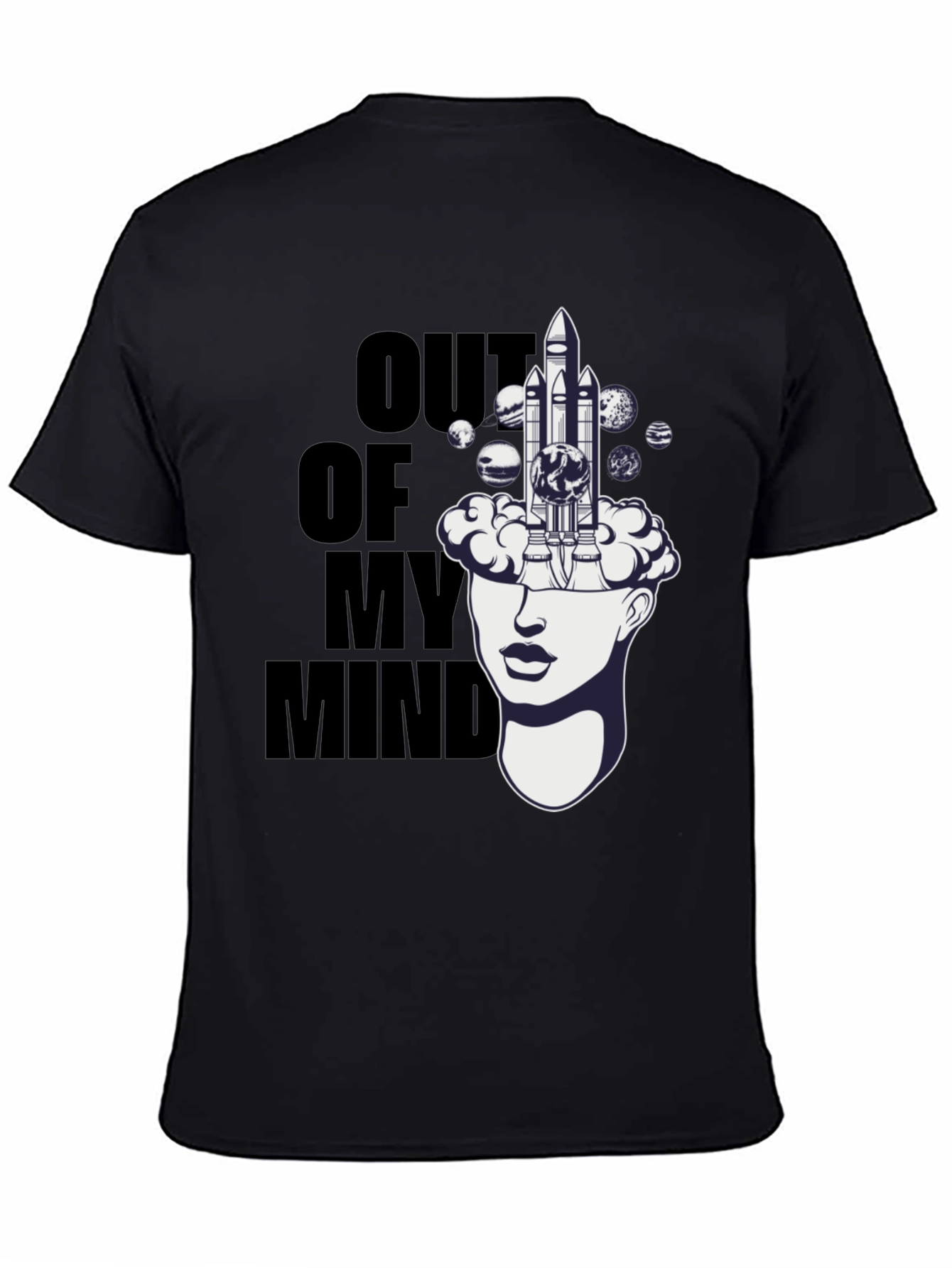 Black Out of My Mind Space Rocket Graphic Tee view 4