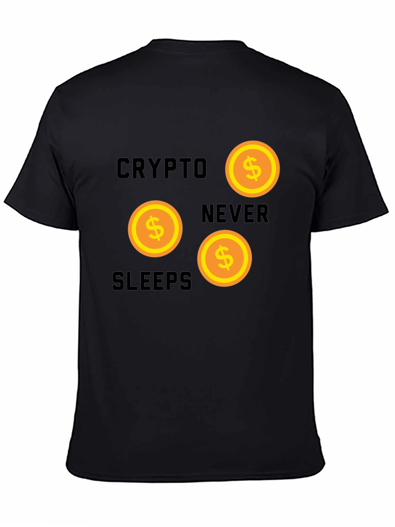 Black Crypto Never Sleeps Graphic Tee view 4