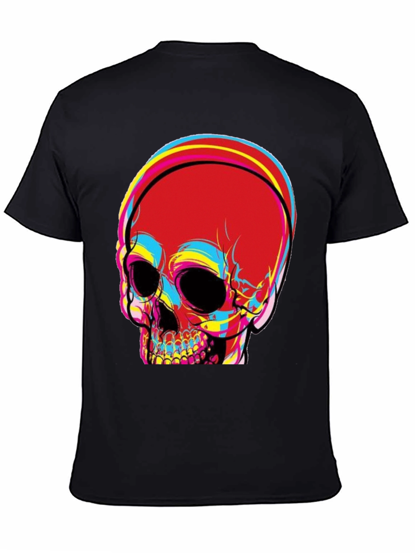 Black Skull Graphic Print Men's Black T-Shirt view 4
