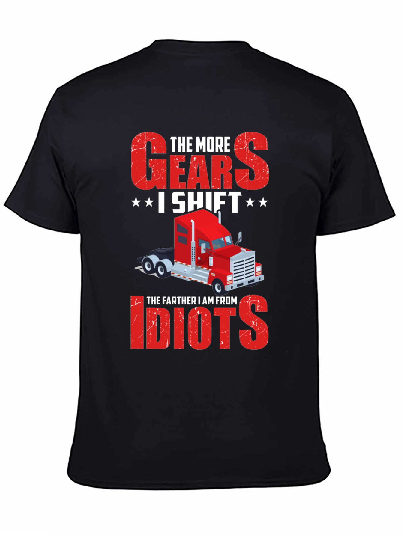 Black Trucker's Gears T-Shirt - Funny Truck Driver Gift view 4
