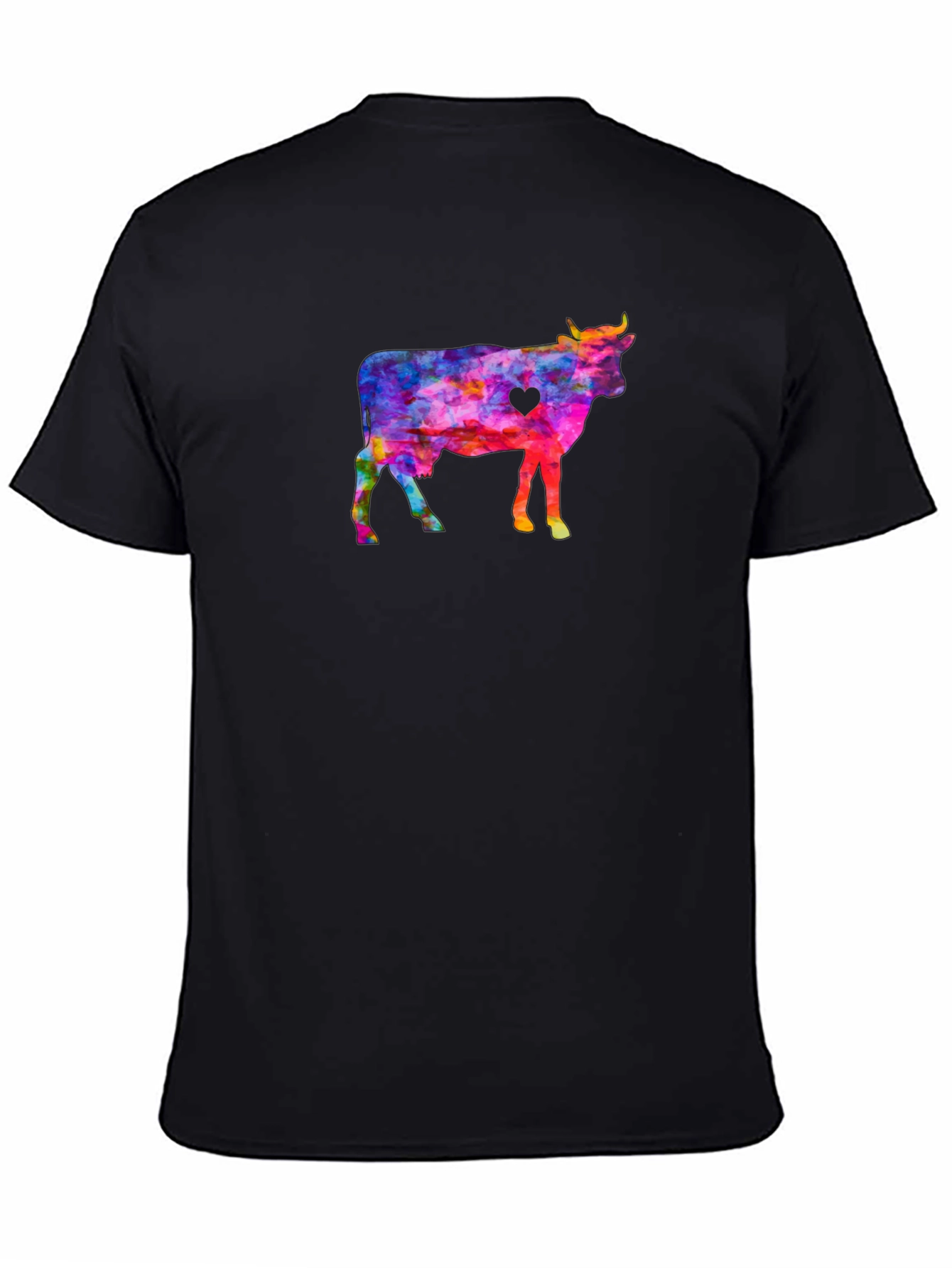 Black Colorful Cow Graphic Tee view 4