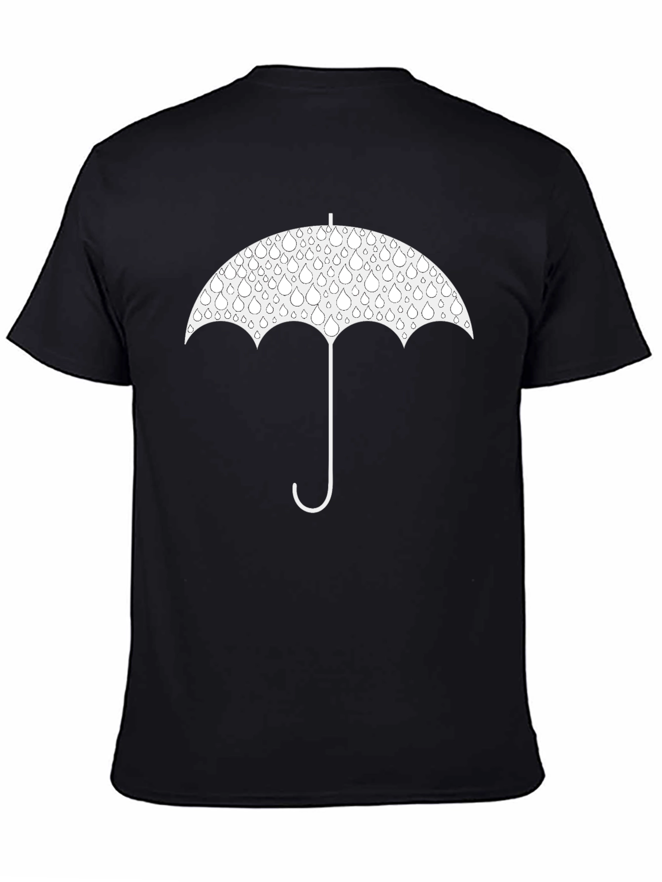 Black Umbrella Raindrop Graphic T-Shirt view 4