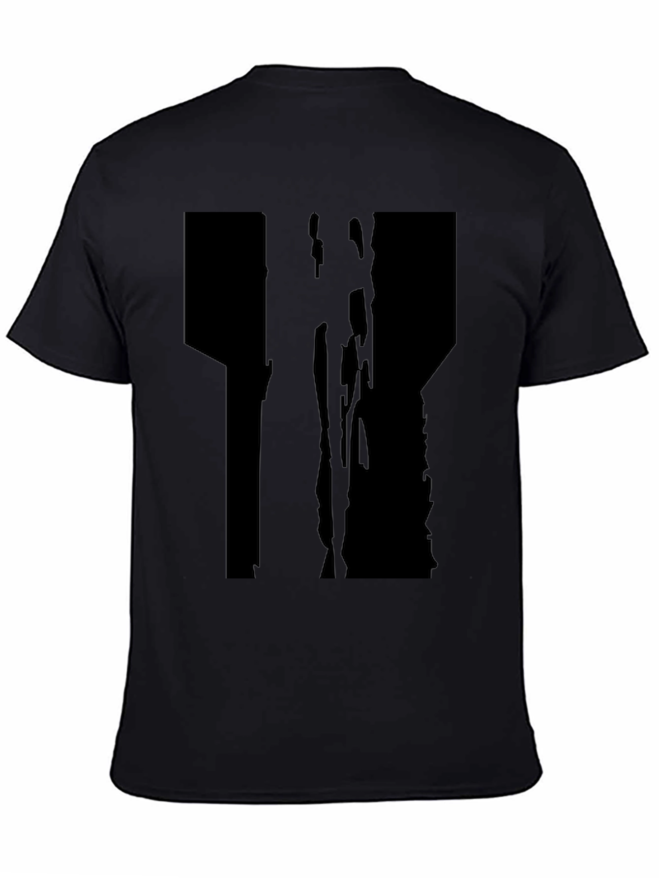 Black Men's Black T-Shirt with Abstract Graphic Design view 4