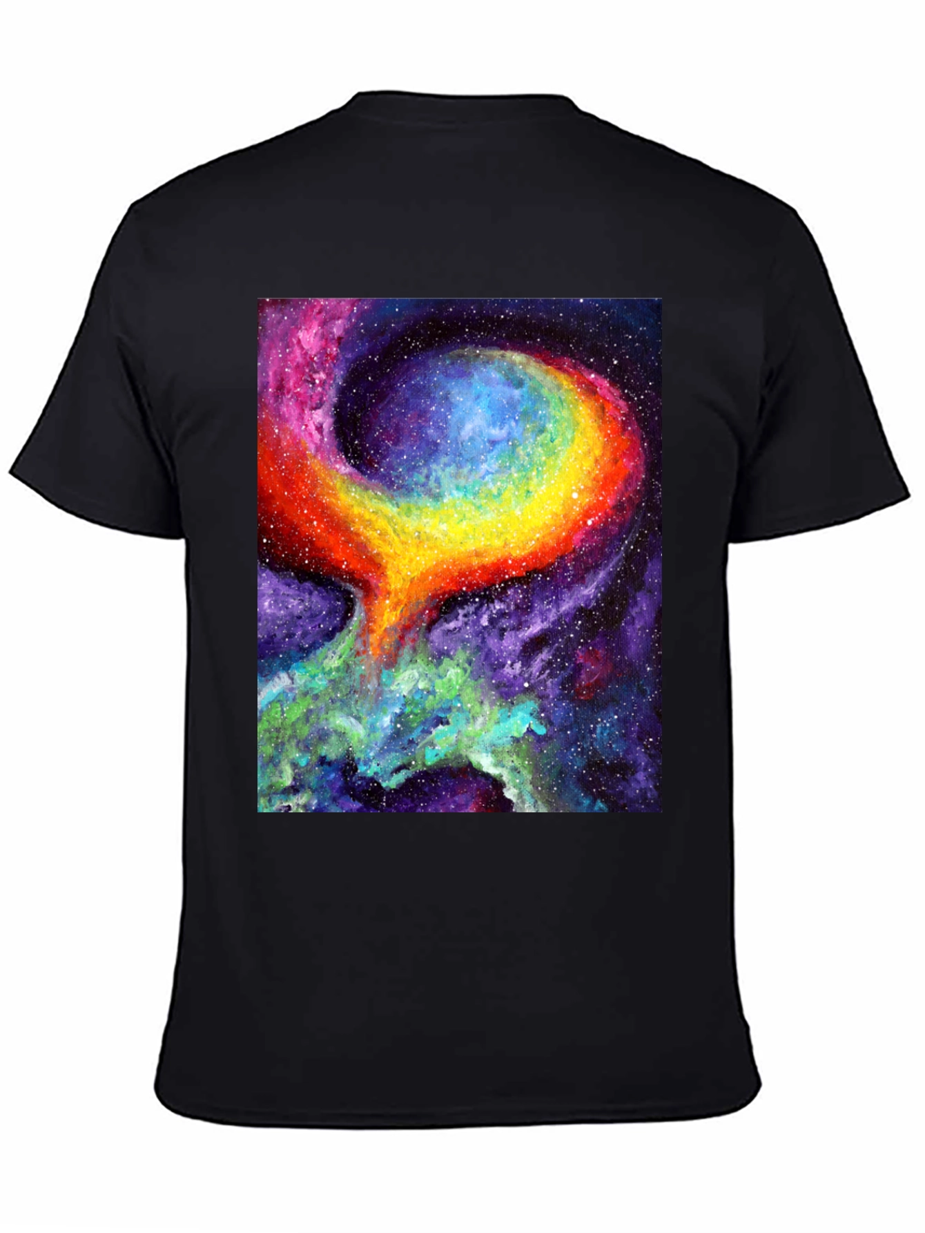 Black Nebula Art Black T-Shirt - Cosmic Galaxy Design view 4