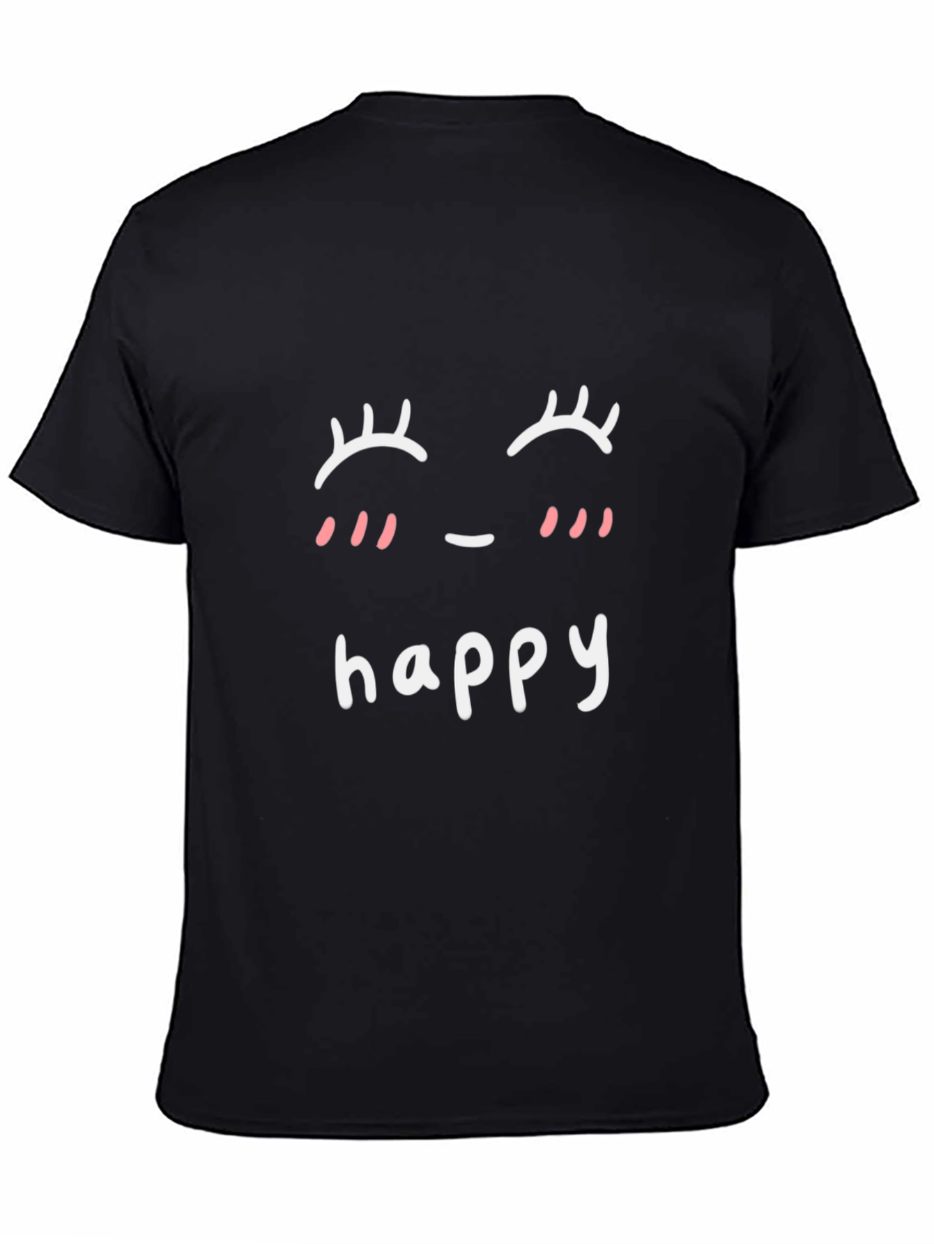 Black Cute Happy Face Graphic T-Shirt view 4