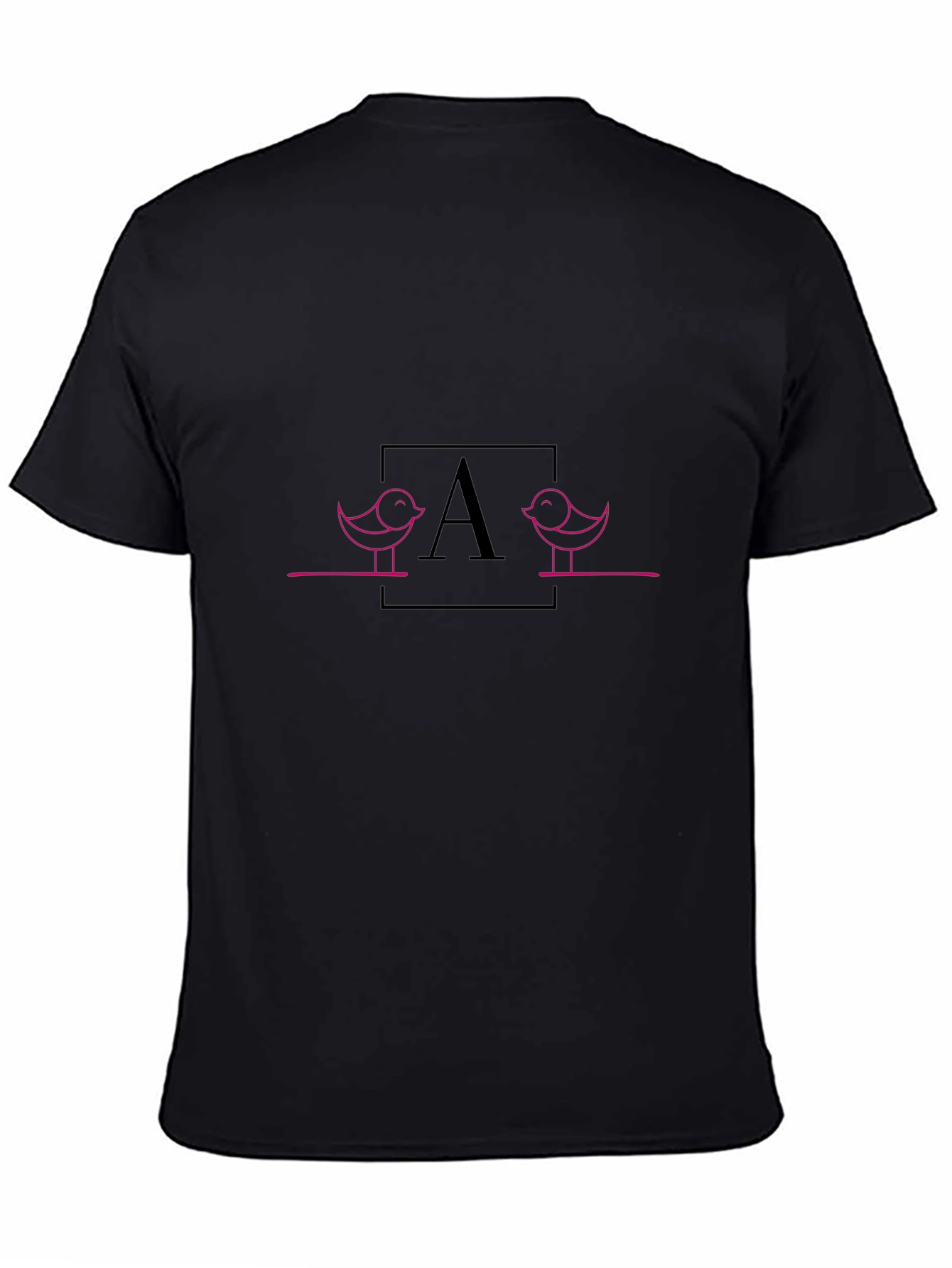 Black Pink Bird Initial T-Shirt - Unisex view 4