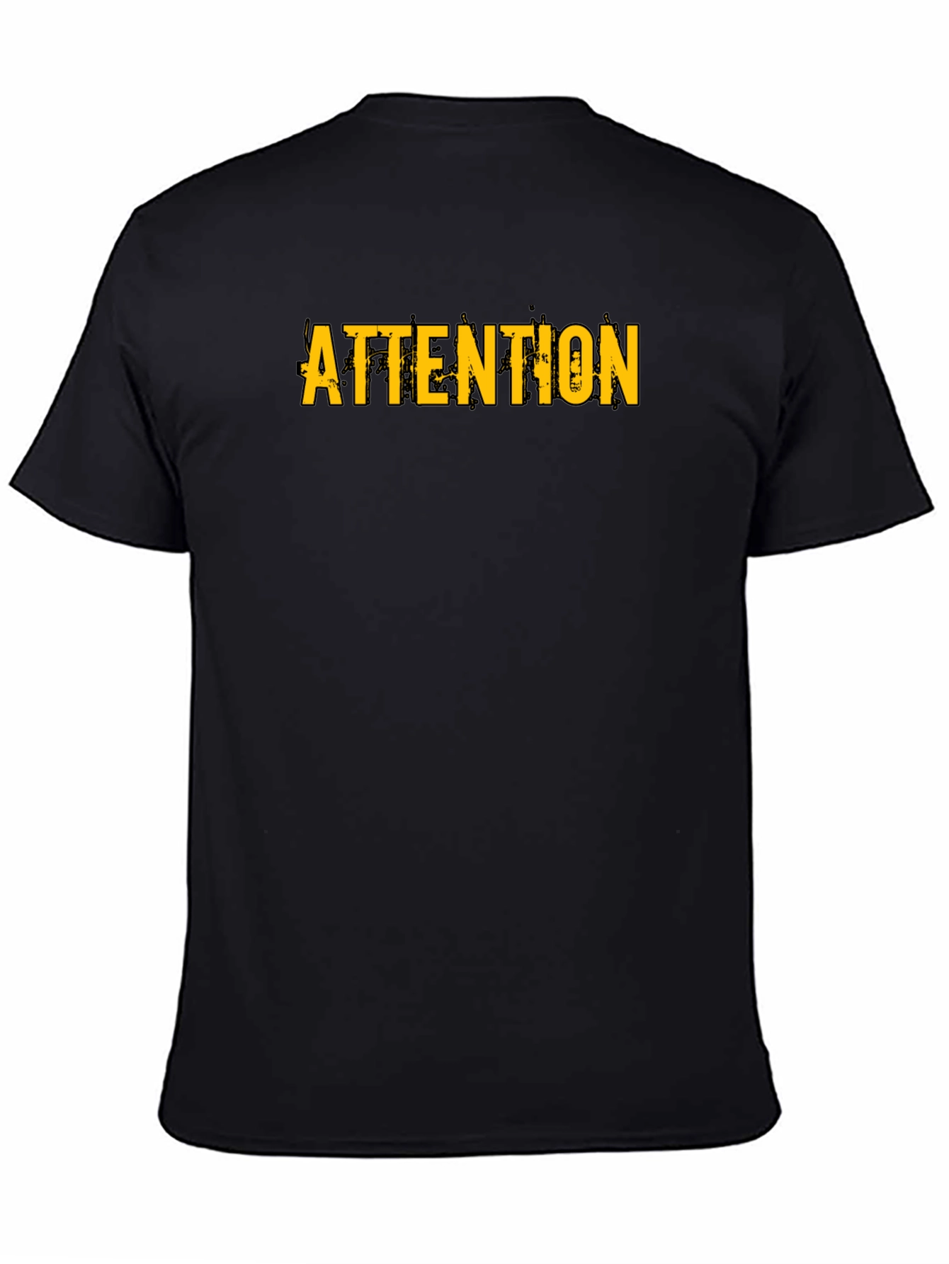 Black Attention Graphic Print Black T-Shirt view 4