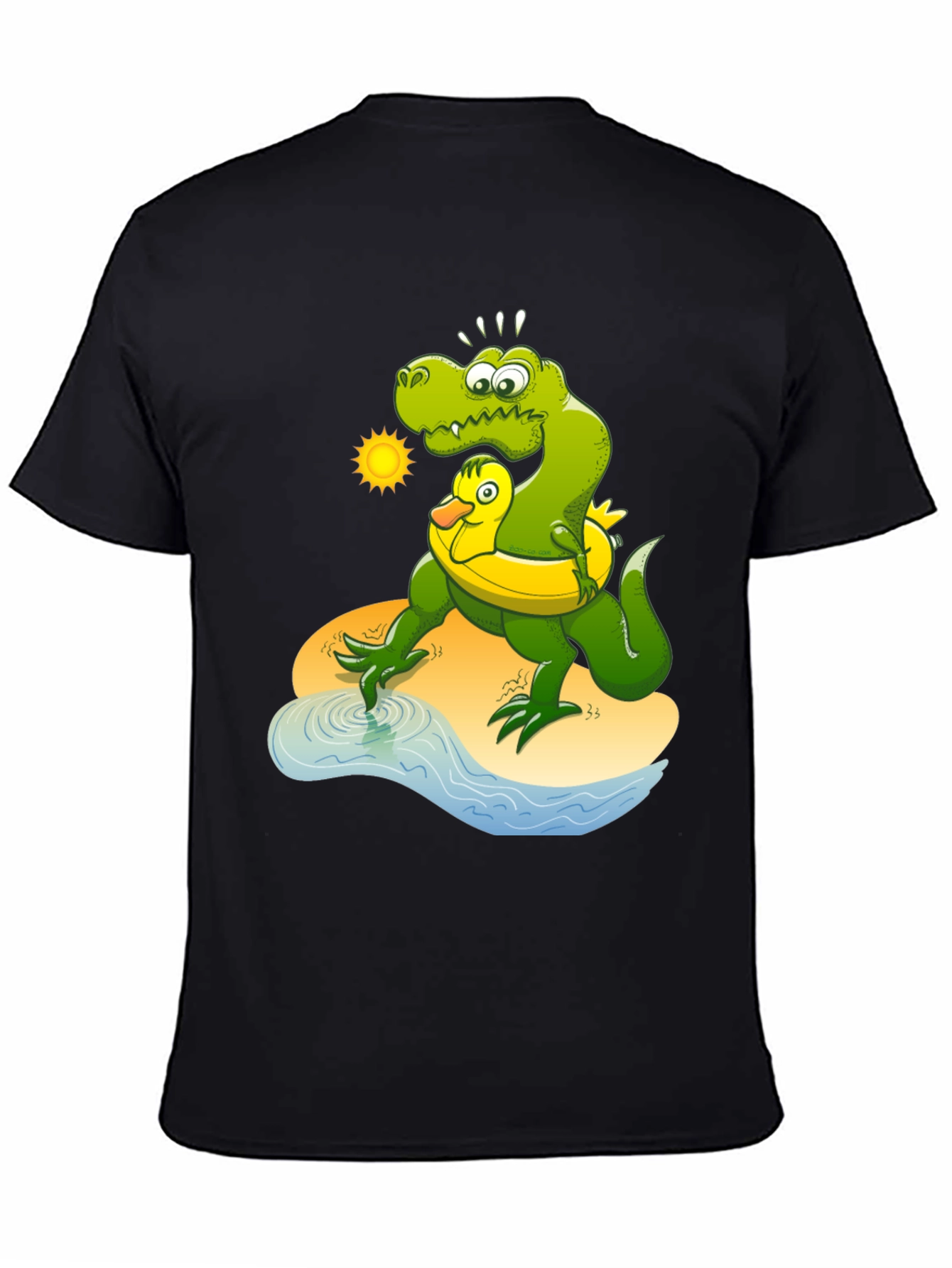 Black Dino & Duck Beach T-Shirt view 4