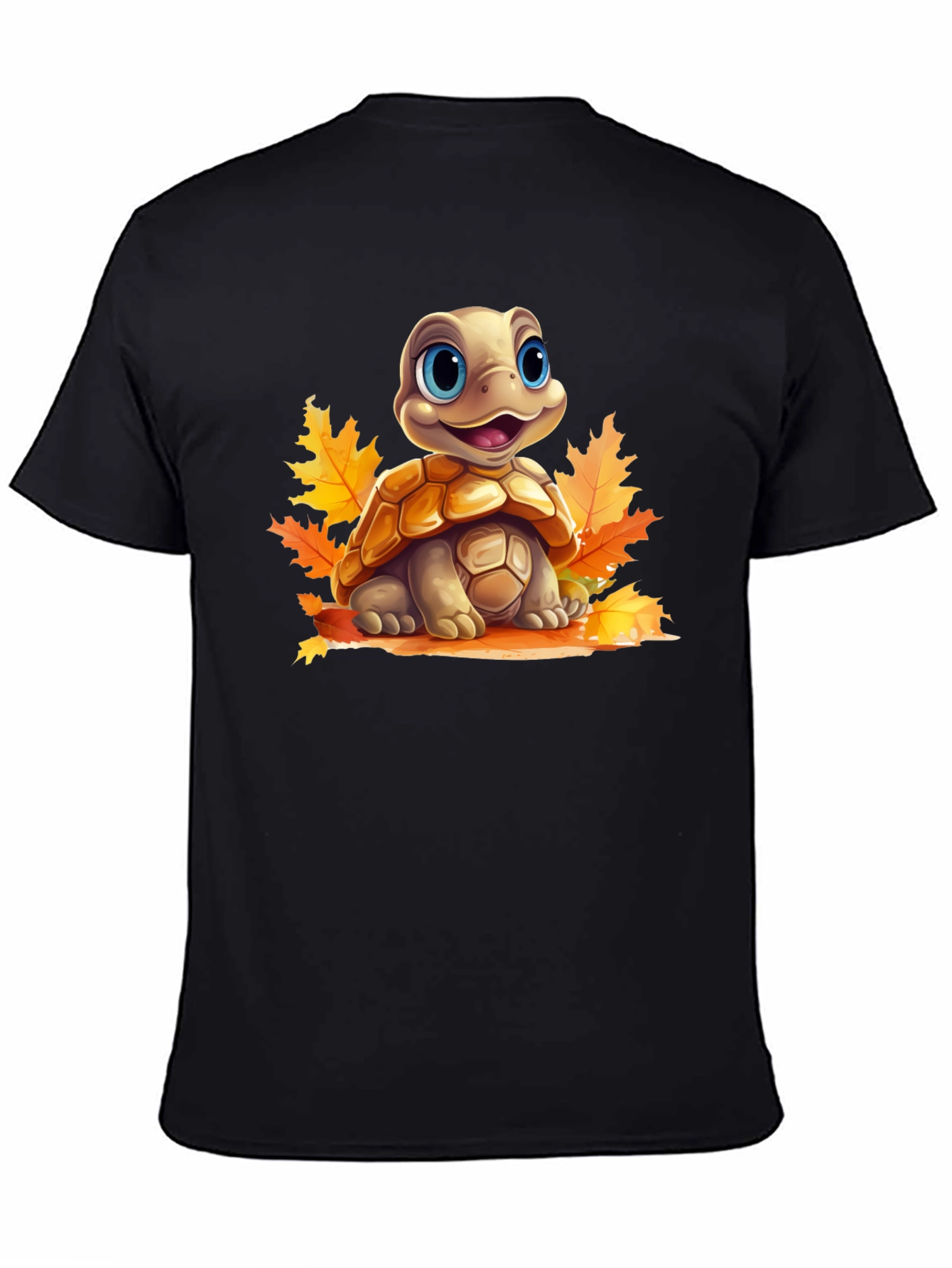 Black Turtle in Leaves Graphic Tee view 4