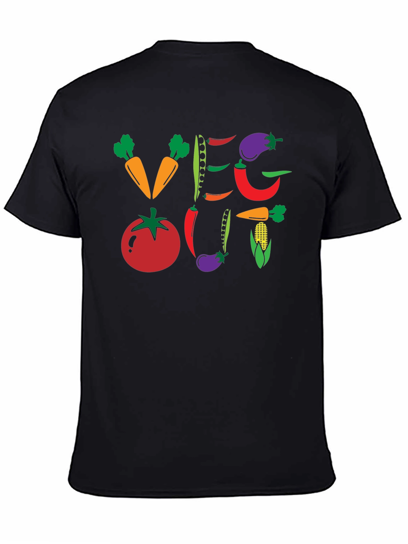 Black Veg Out Graphic T-Shirt - Black Vegan Tee view 4
