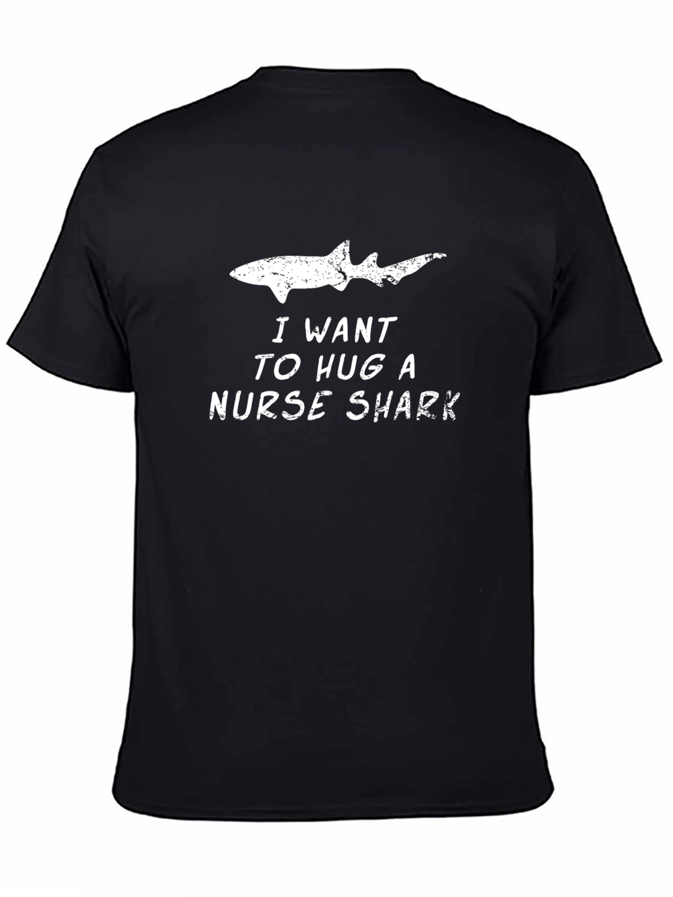 Black I Want to Hug a Nurse Shark Funny Graphic T-Shirt view 4