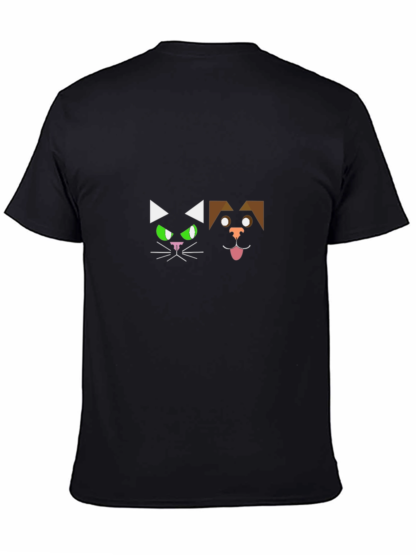 Black Geometric Cat & Dog Graphic T-Shirt view 4