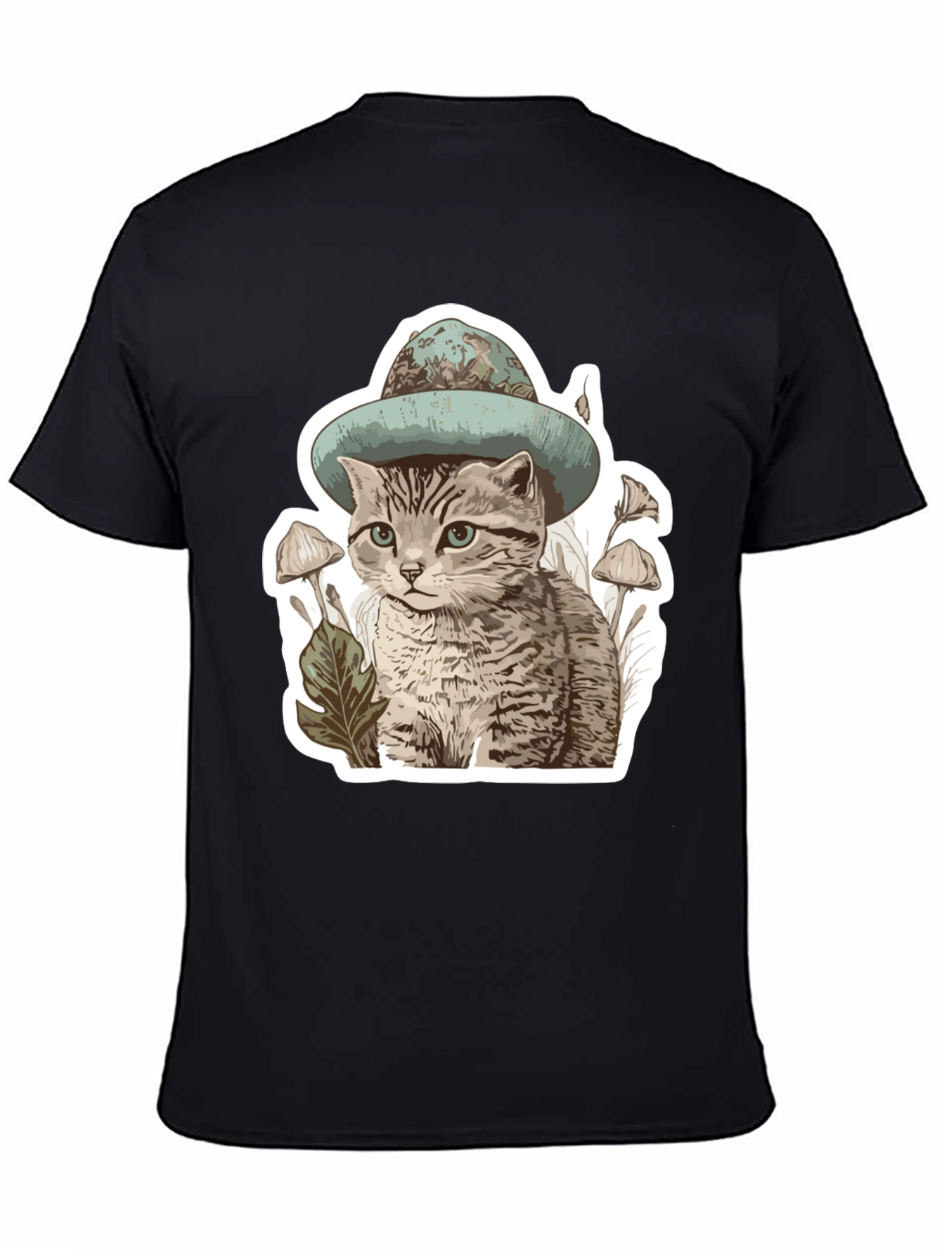 Black Cat in Hat T-Shirt - Funky Graphic Tee view 4