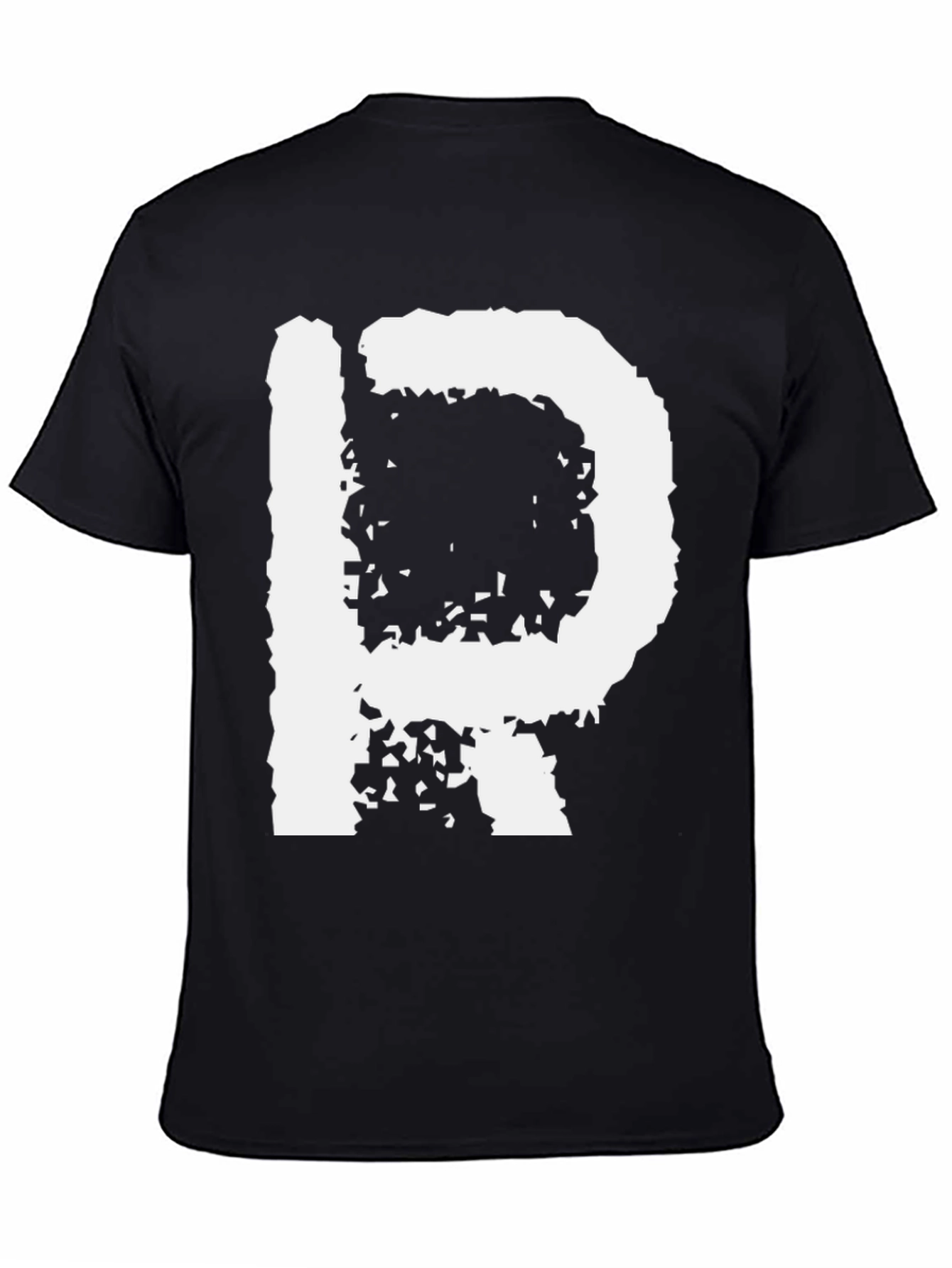 Black Abstract Letter P Graphic Tee - Black Cotton Casual Shirt view 4