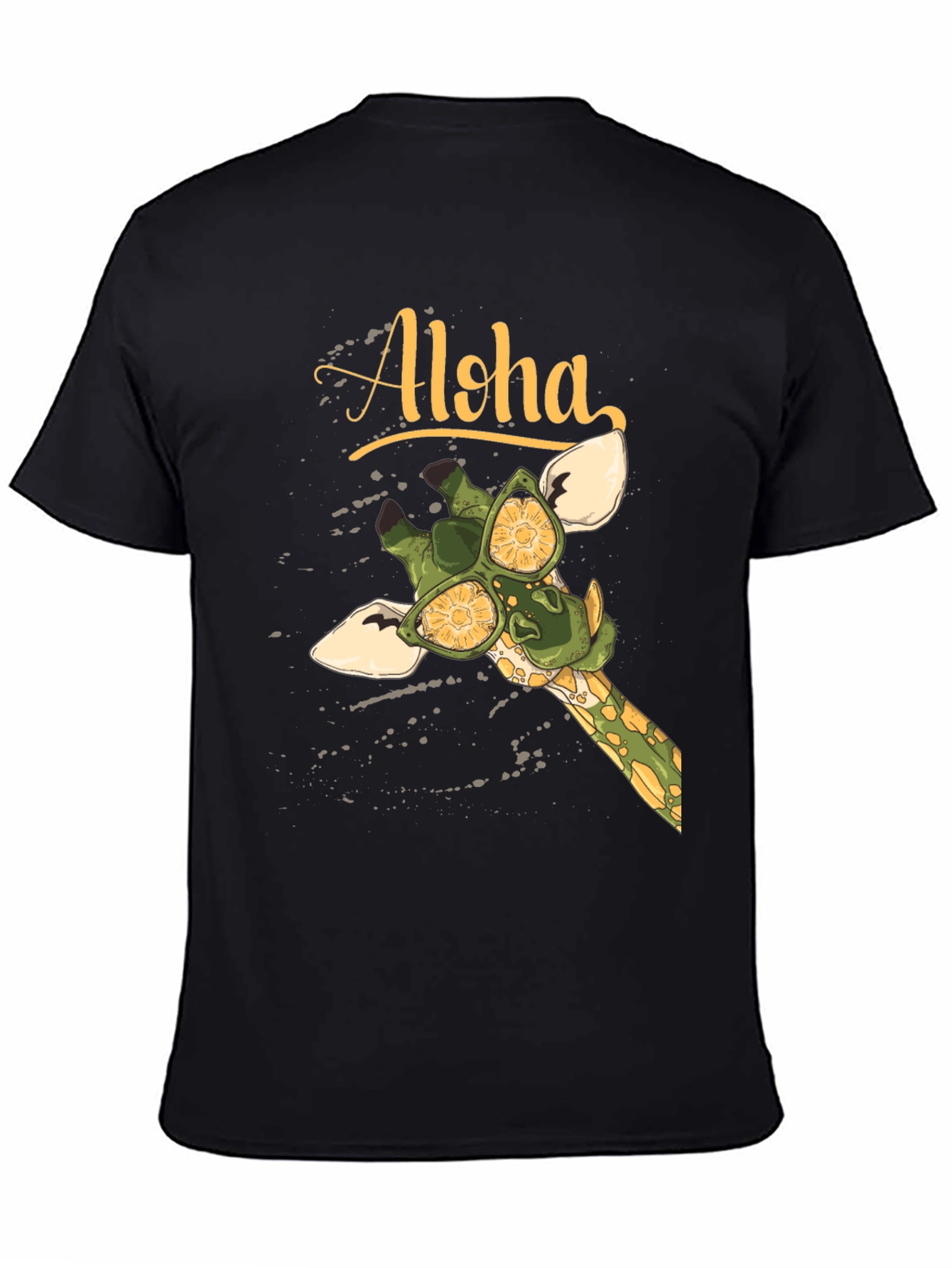 Black Aloha Giraffe Graphic T-Shirt view 4