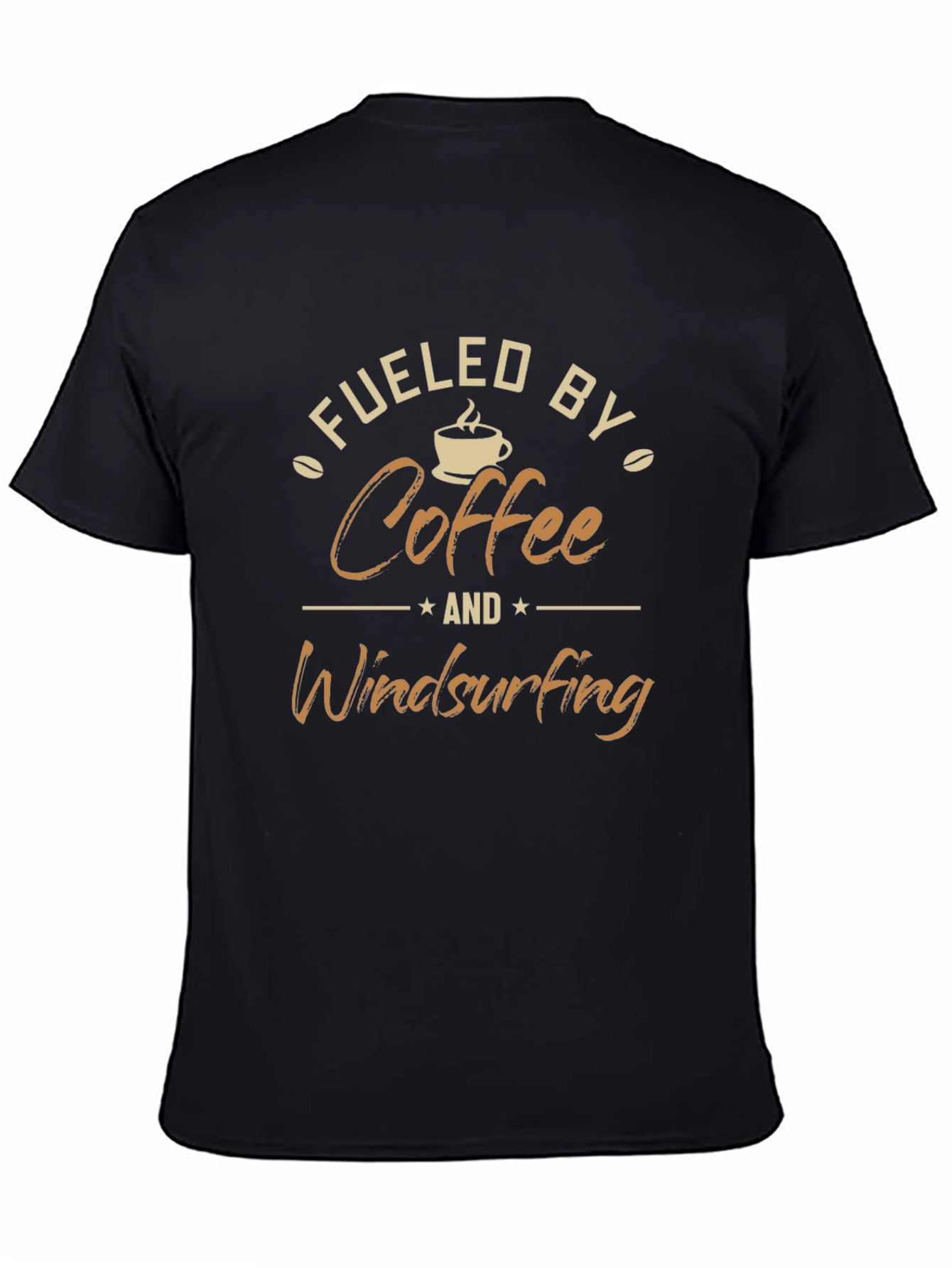 Black Fueled by Coffee and Windsurfing T-Shirt view 4