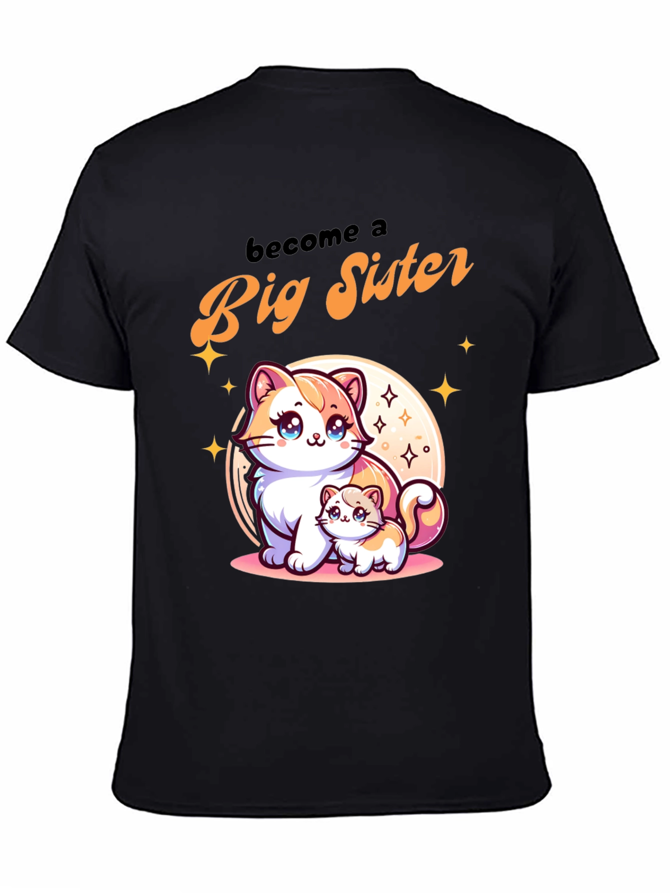 Black Big Sister Cat T-Shirt view 4