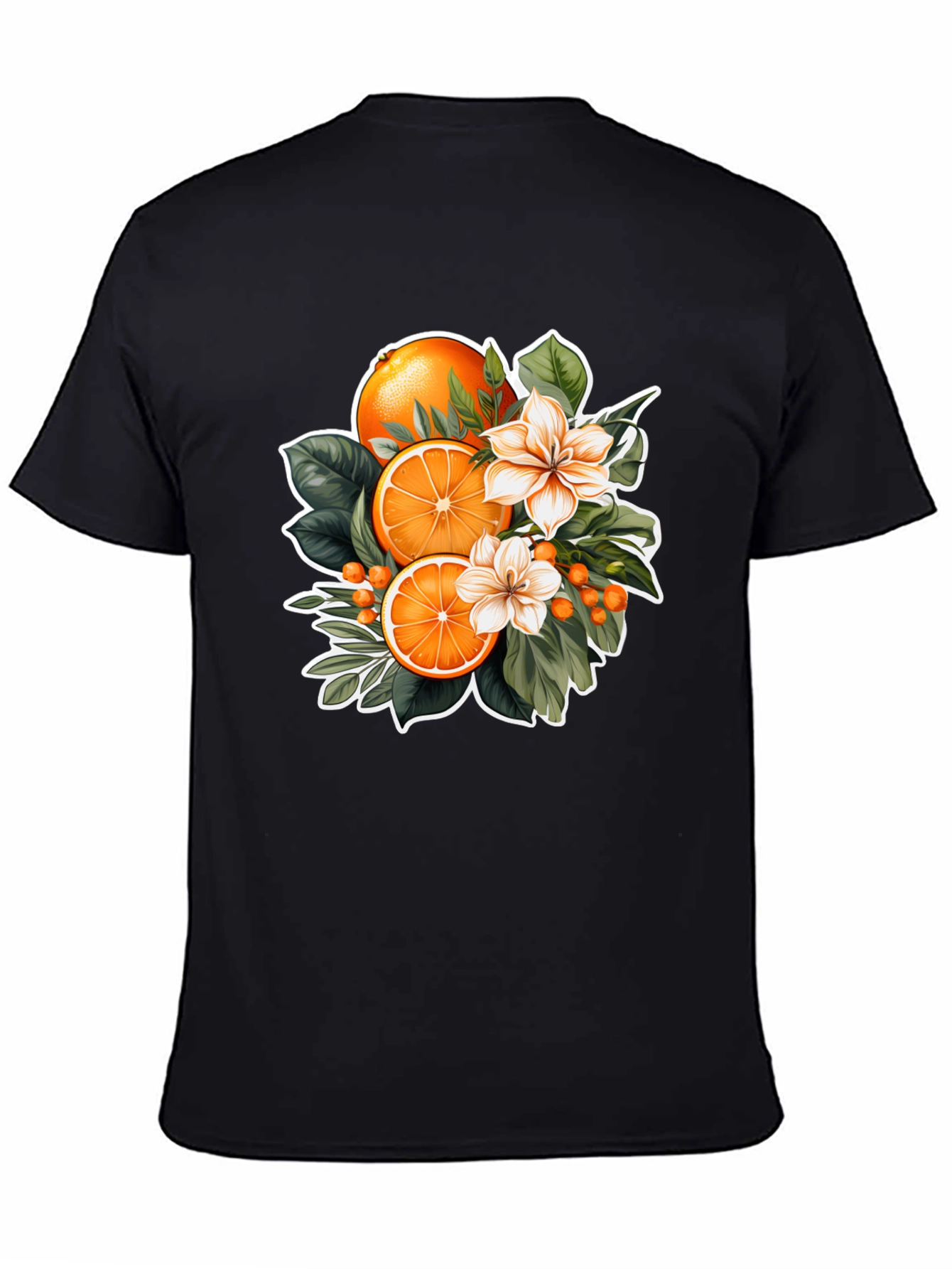 Black Orange Blossom Graphic Black T-Shirt view 4