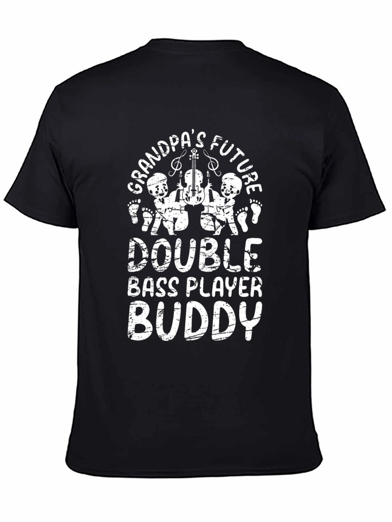 Black Grandpa's Future Double Bass Player Buddy Black T-Shirt view 4