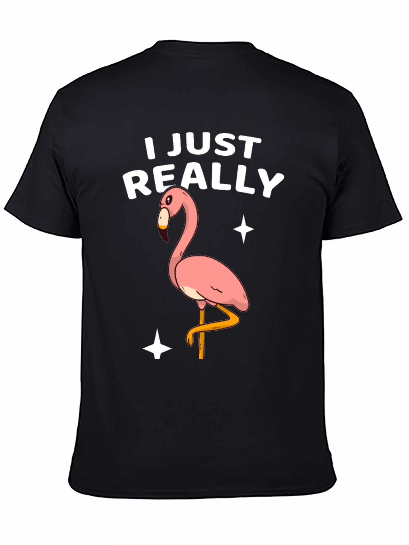 Black Funny Flamingo T-Shirt - I Just Really Like Flamingos view 4