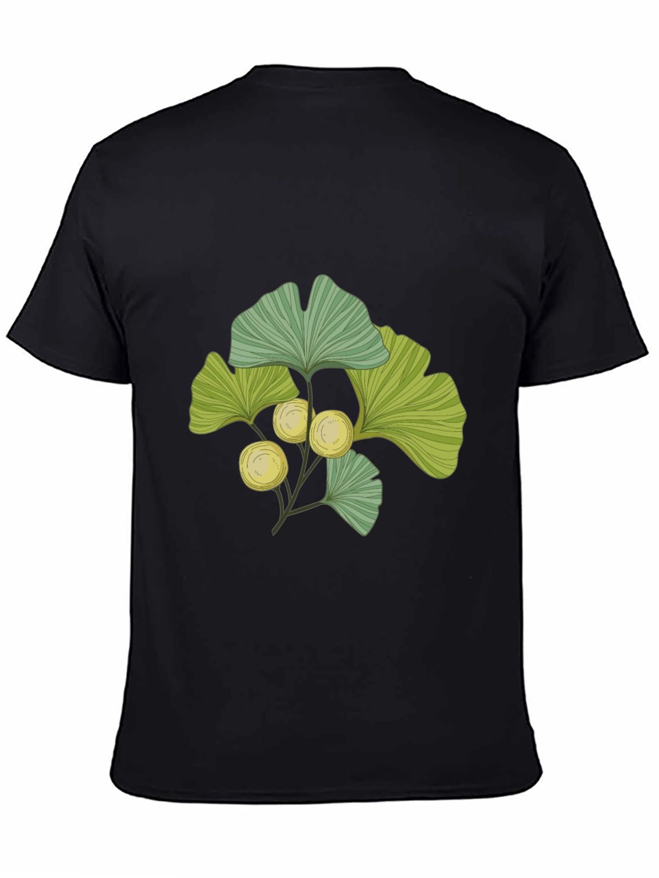 Black Ginkgo Leaf Print T-Shirt - Nature Inspired Design view 4