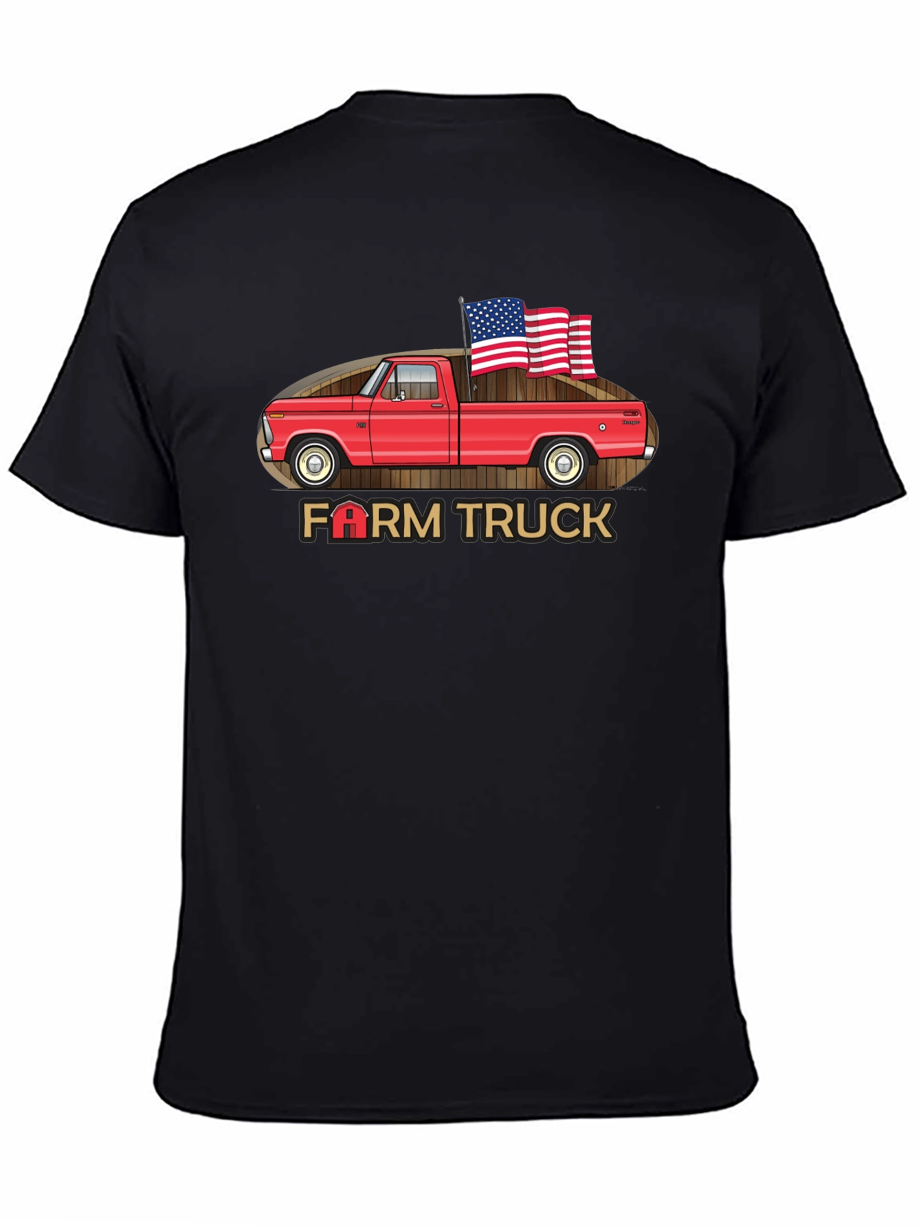 Farm Truck American Flag Graphic T-Shirt - 4