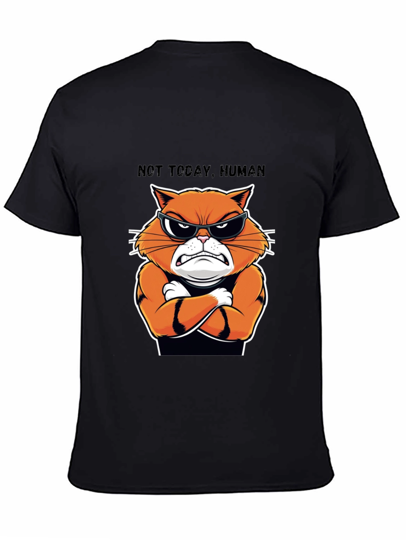 Black Not Today Human Cat T-Shirt - Funny Feline Tee view 4