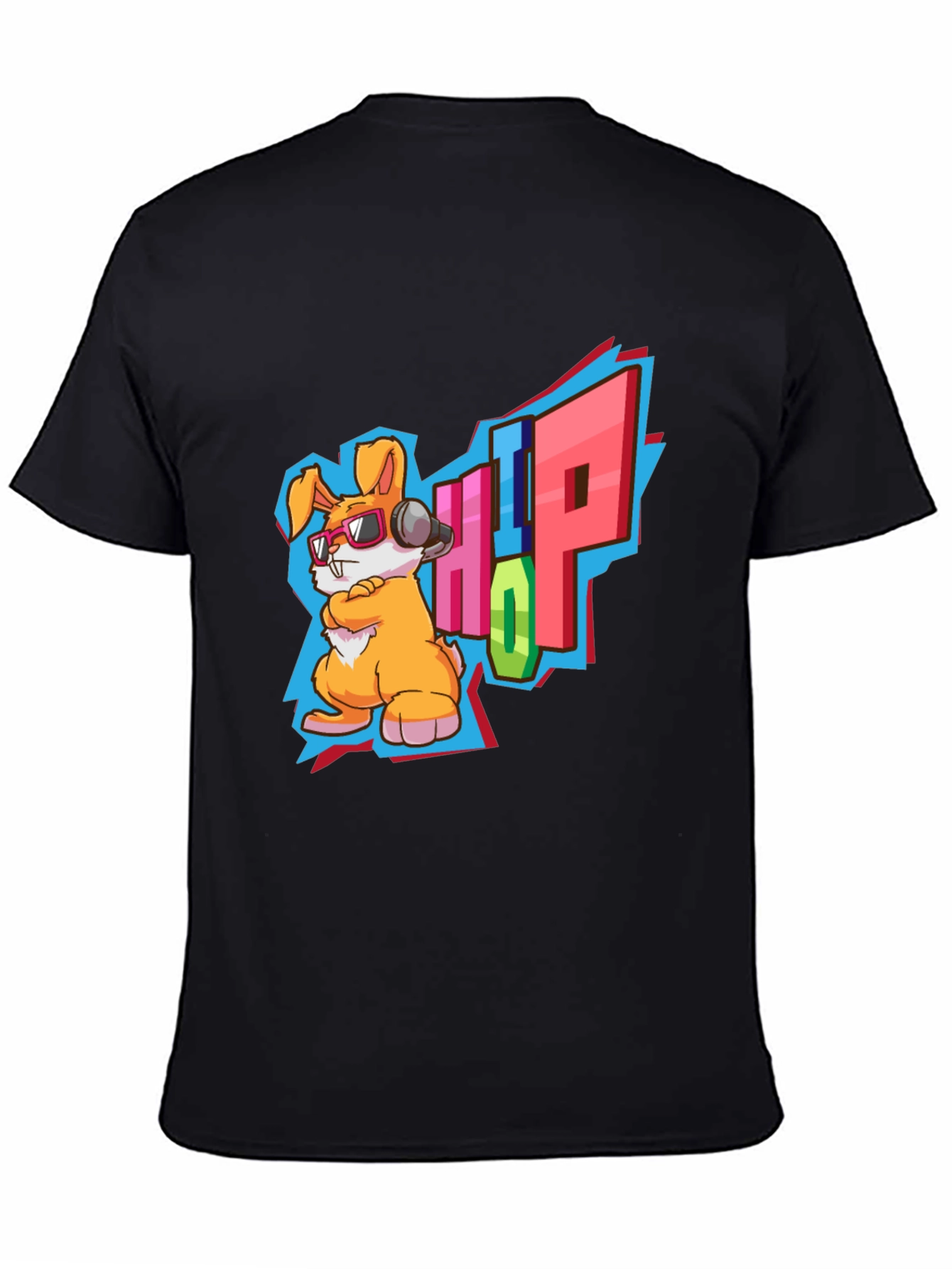 Black Hip Hop Rabbit Graphic T-Shirt view 4