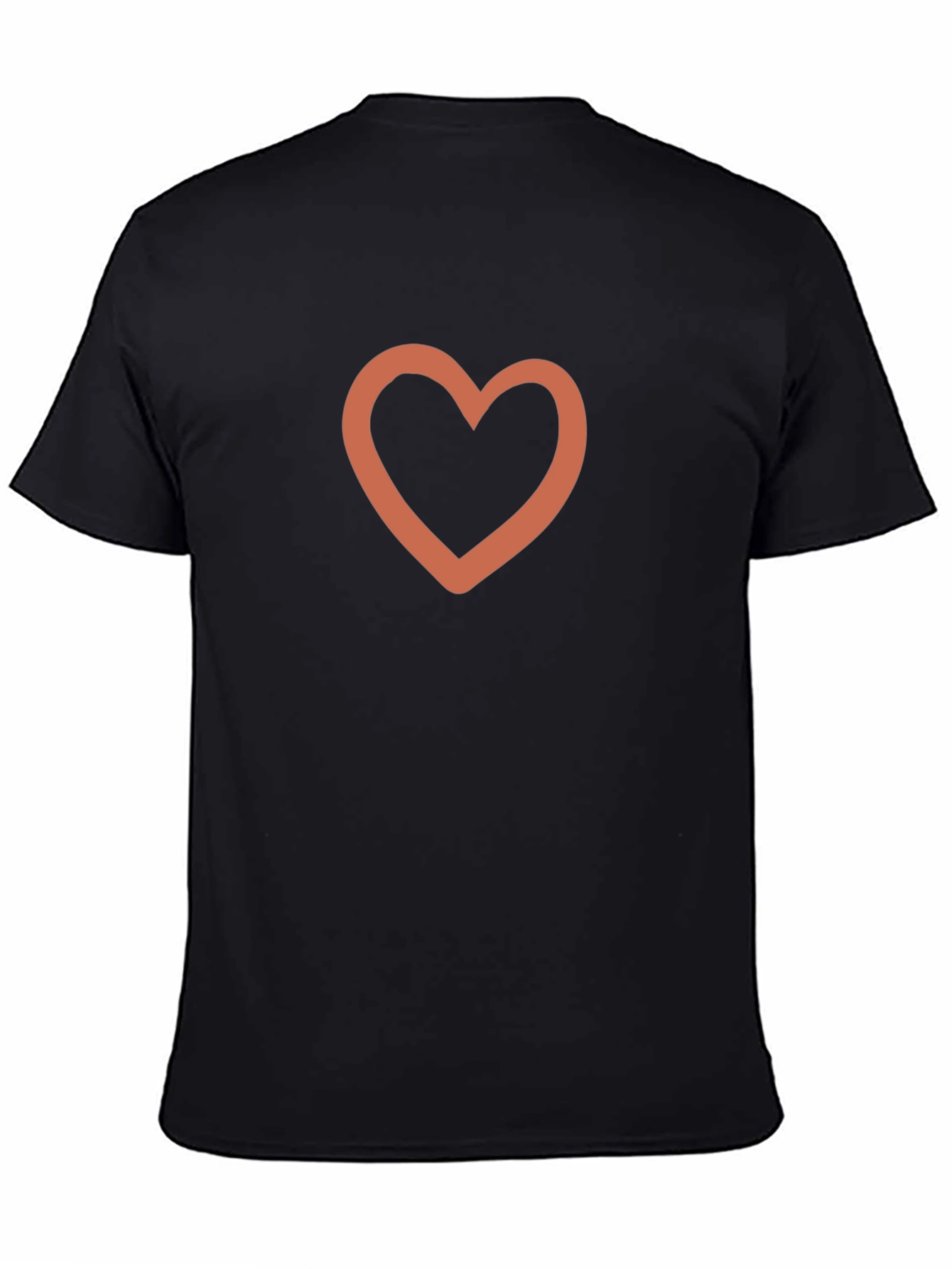 Black Heart Outline T-Shirt - Casual Black Tee view 4