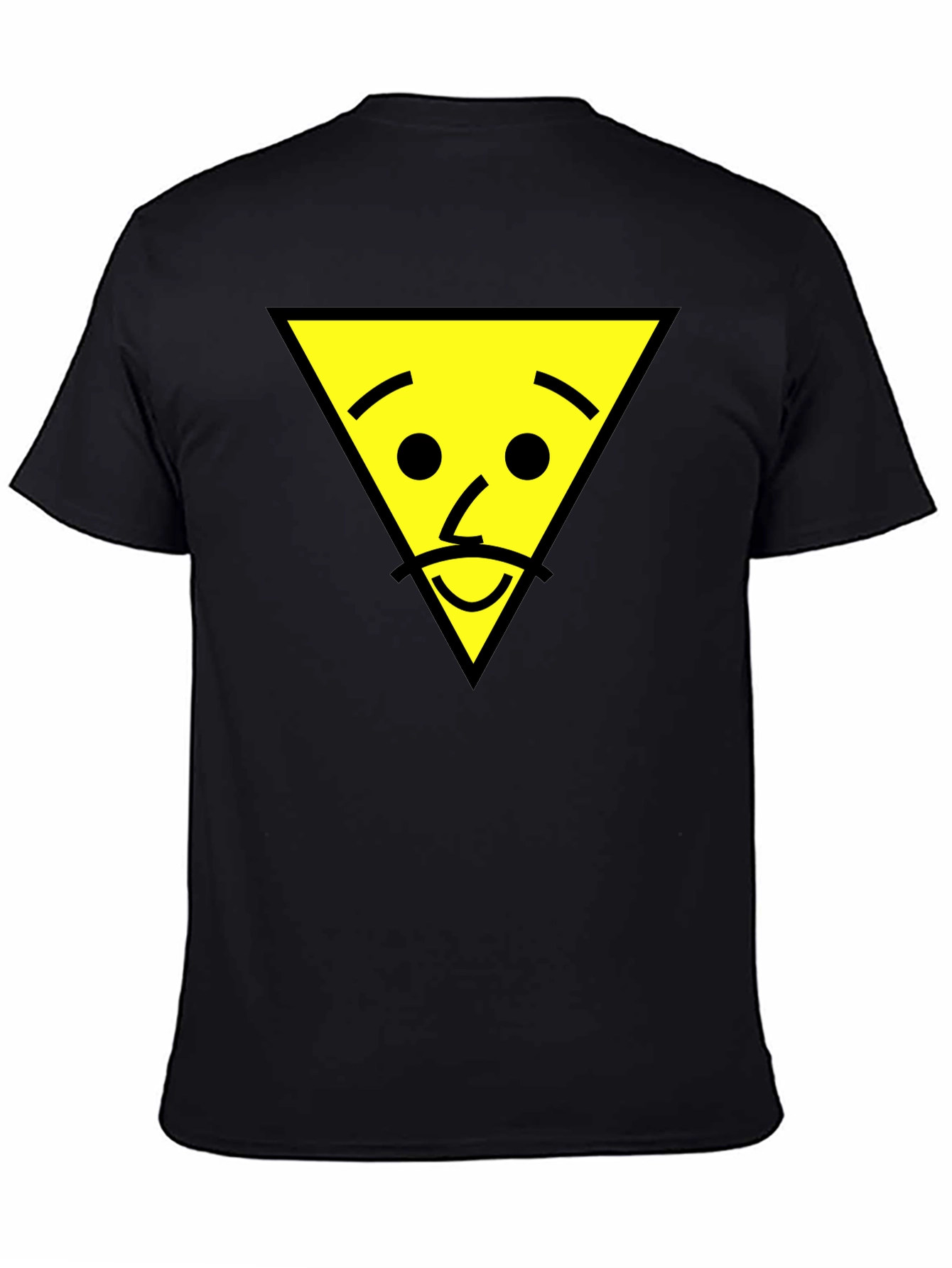 Black Triangle Face Graphic Tee - Black Cotton T-Shirt view 4