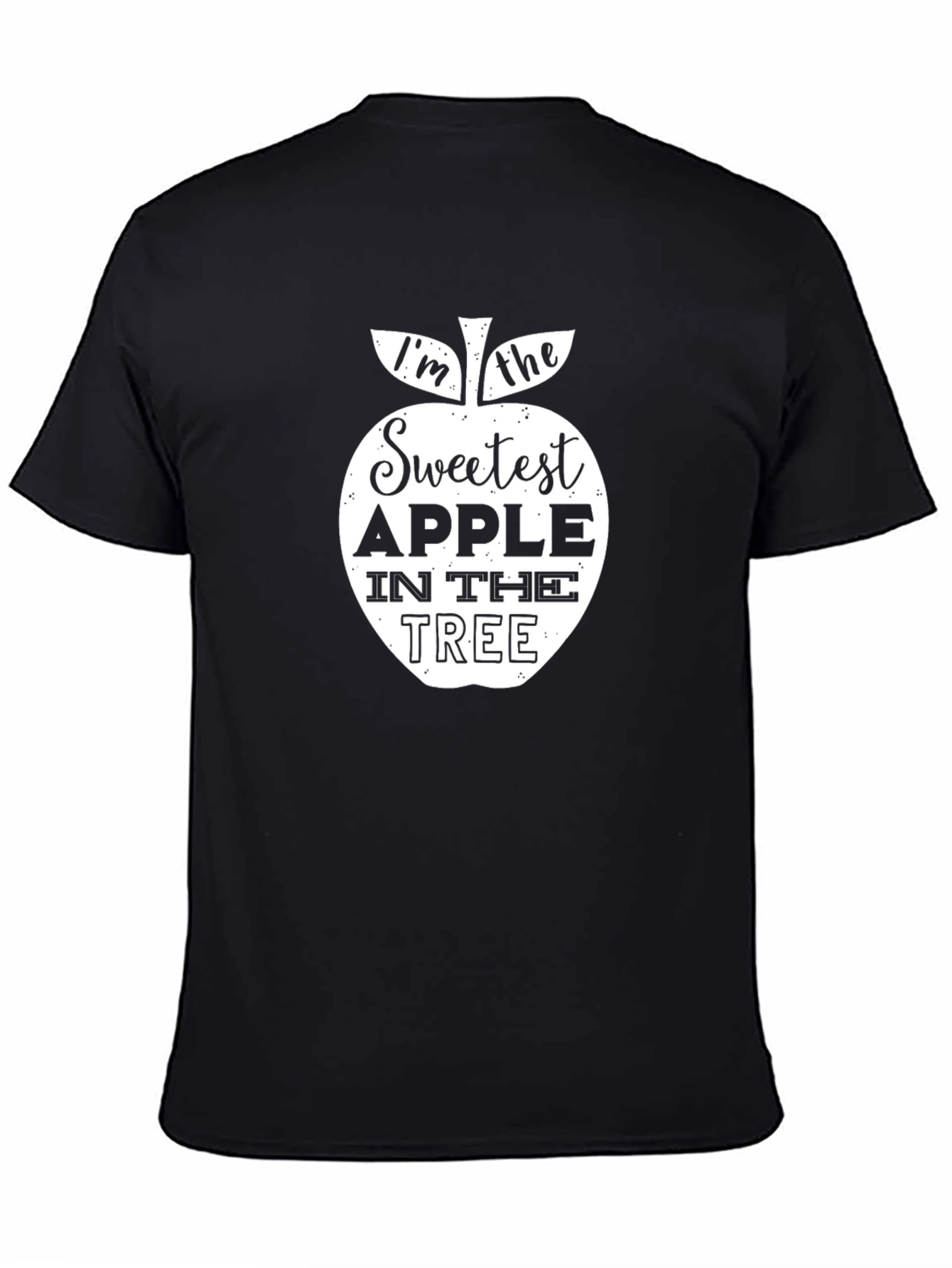 Black Sweetest Apple T-Shirt, Black Cotton Tee view 4