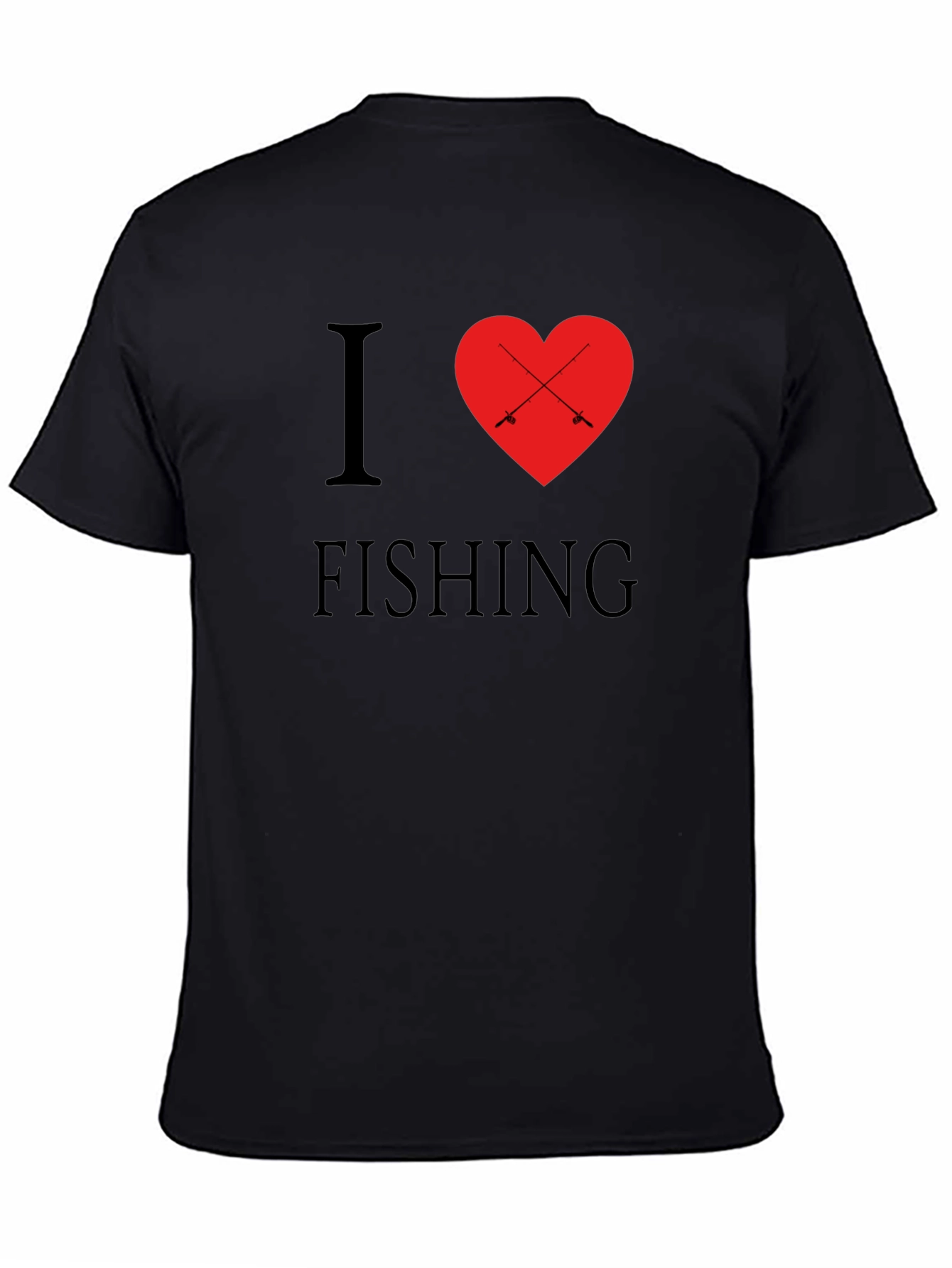 Black I Love Fishing T-Shirt - Black, Crew Neck, Graphic Tee view 4