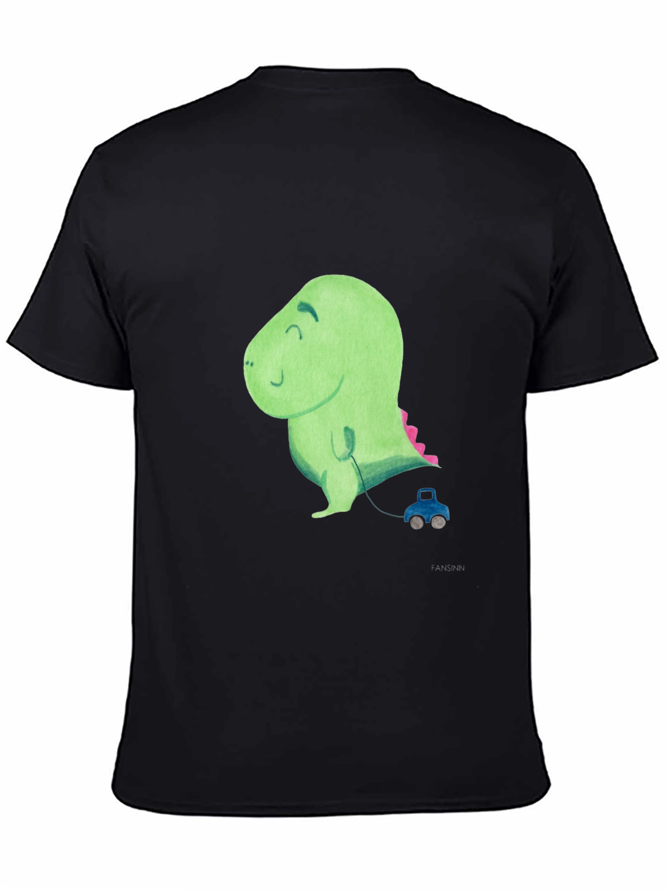 Black Cute Dinosaur Toy Car T-Shirt view 4