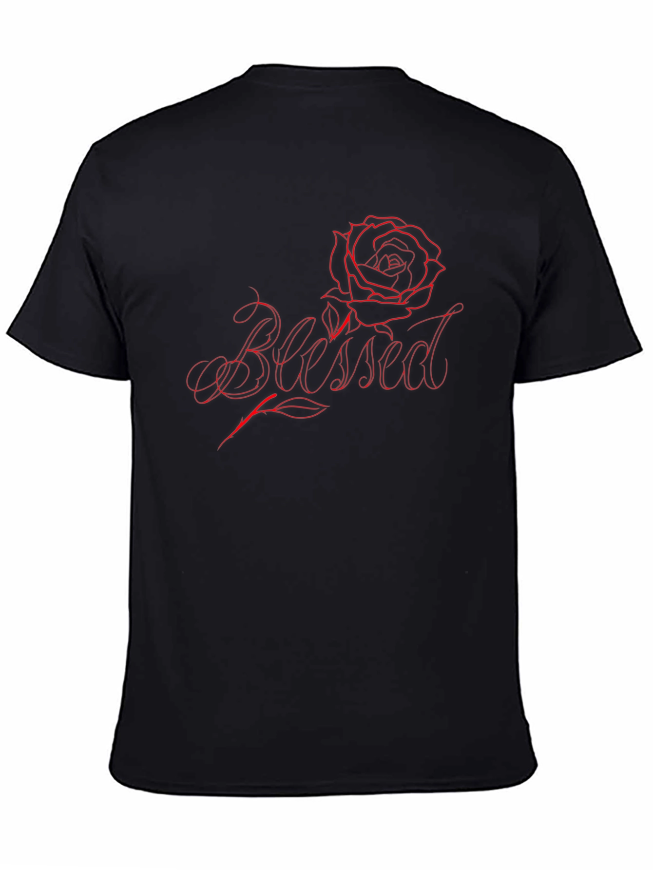 Black Blessed Rose Graphic Tee - Black Cotton Blend view 4