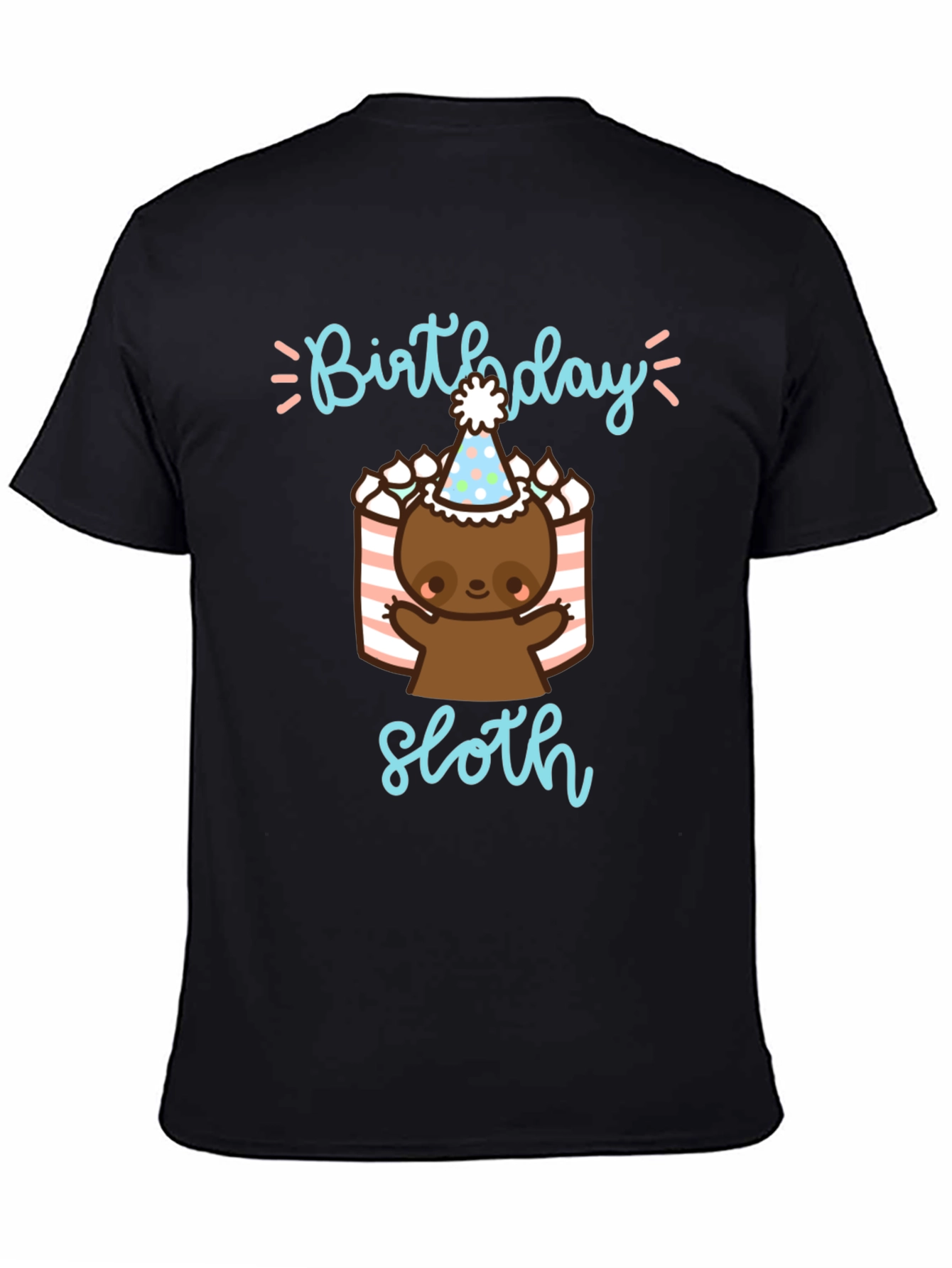 Black Birthday Sloth T-Shirt view 4
