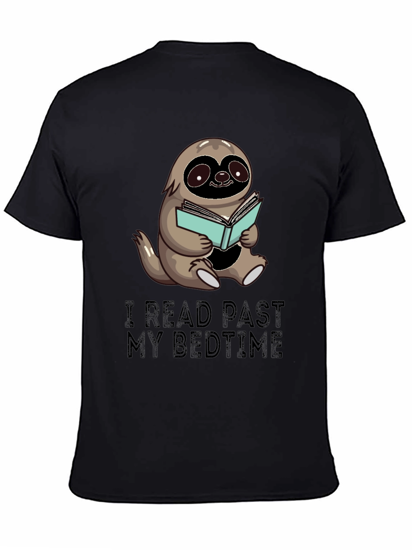 Black Sloth Reading T-Shirt - I Read Past My Bedtime view 4