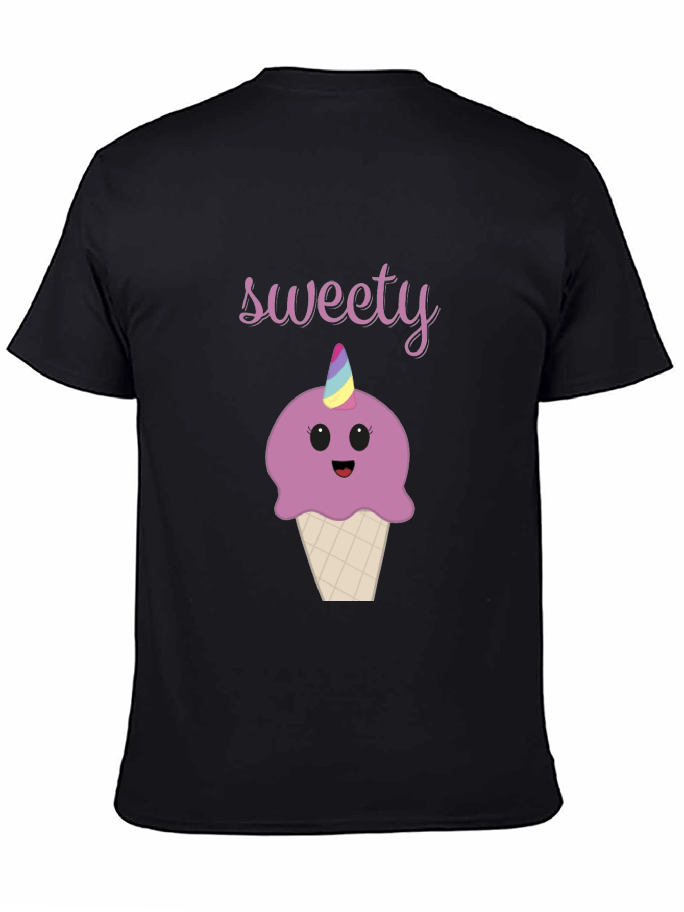 Black Sweet Unicorn Cupcake T-Shirt - Fun Graphic Tee view 4