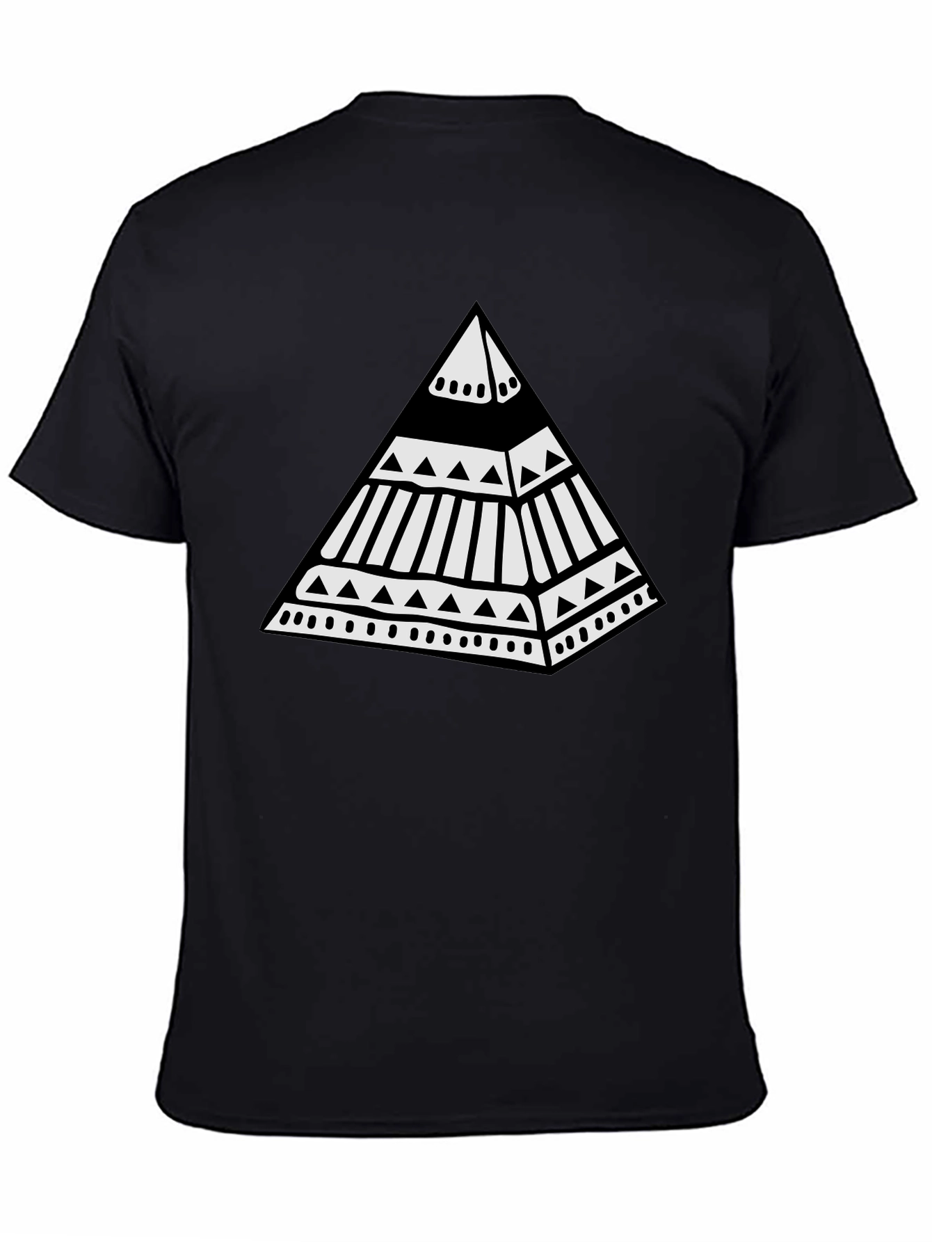 Black Tribal Pyramid Graphic Tee - Unique Black T-Shirt view 4