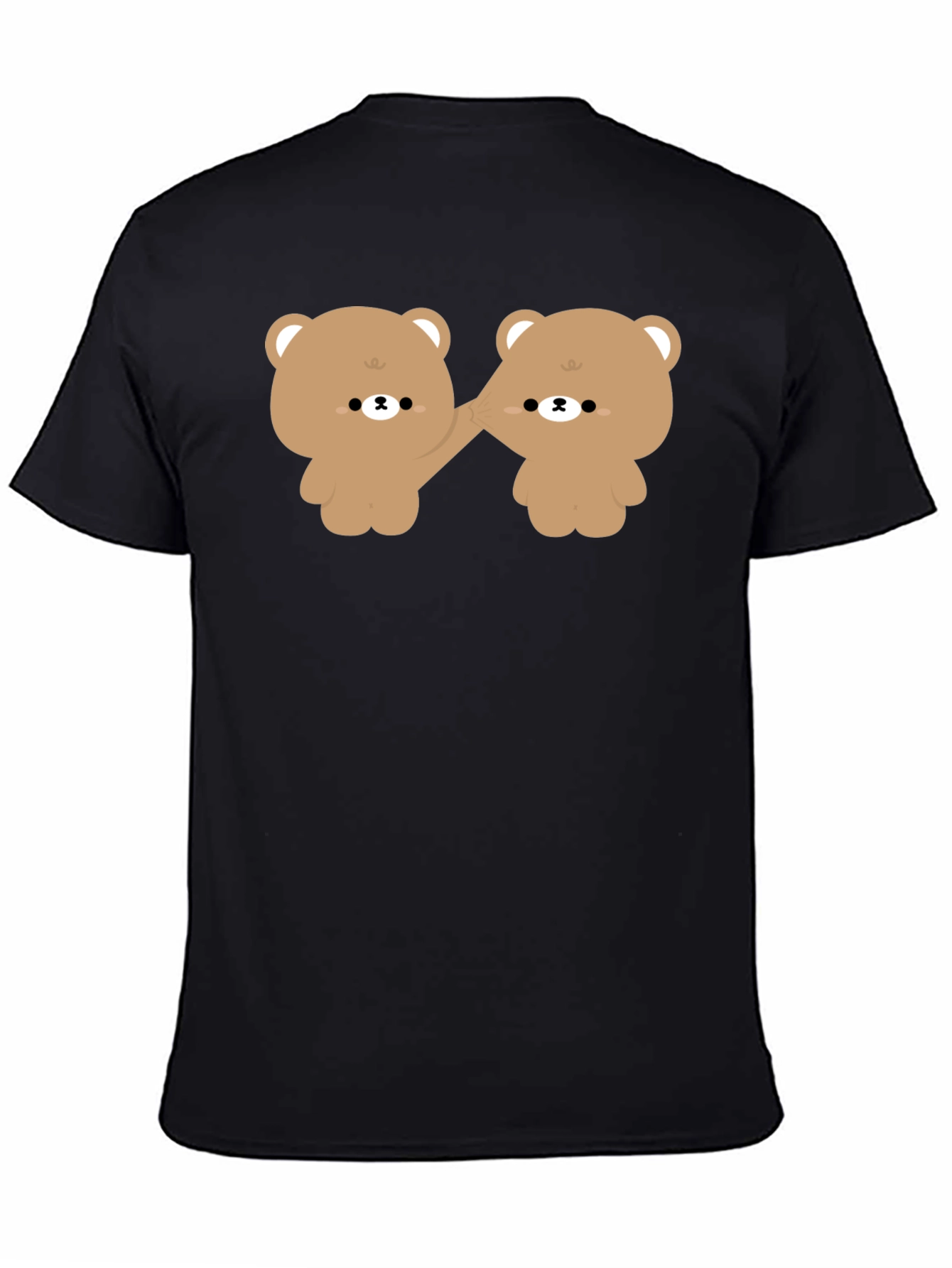 Black Cute Bears Holding Hands Black T-Shirt view 4