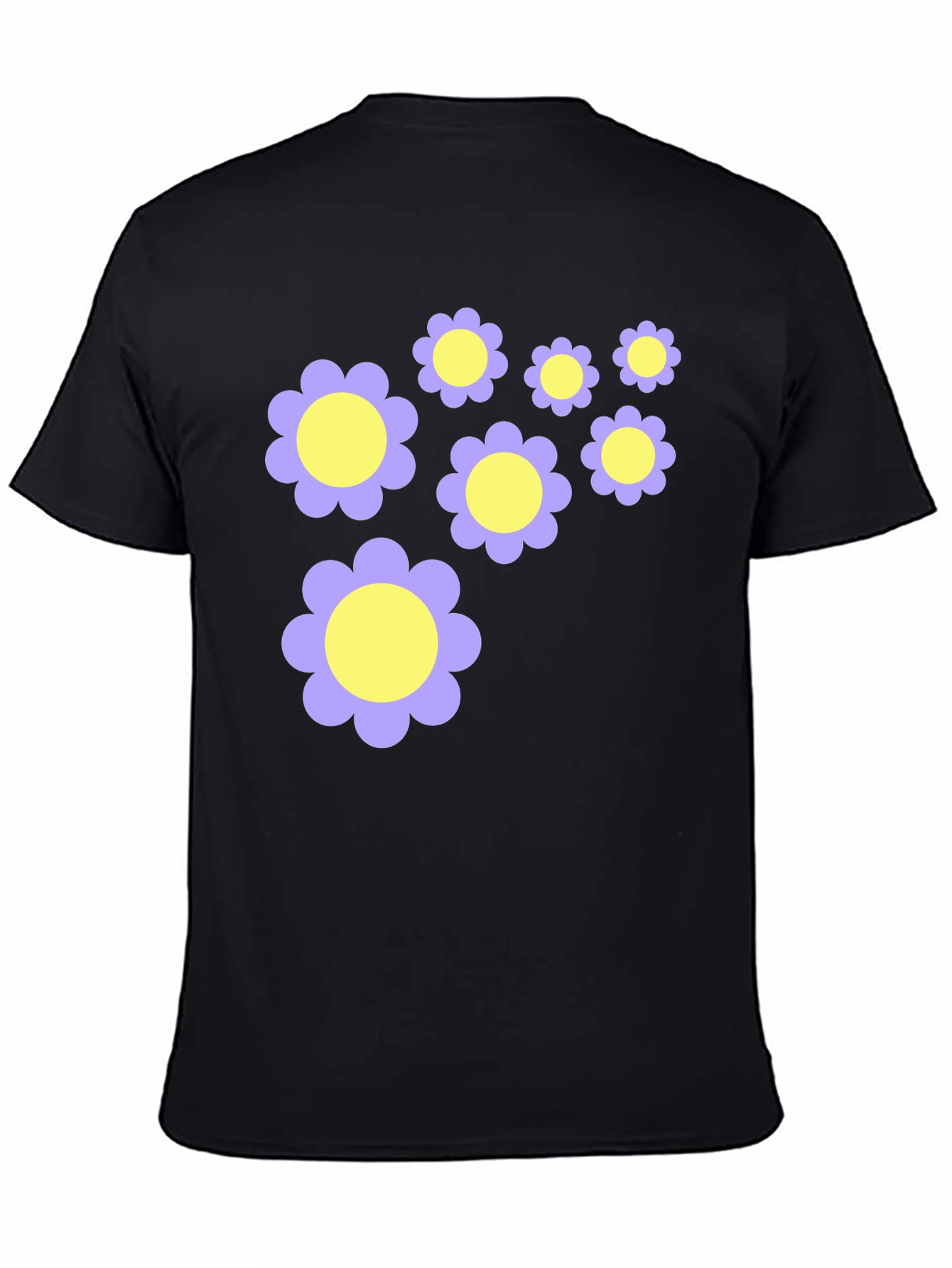 Black Floral Pattern Black T-Shirt view 4