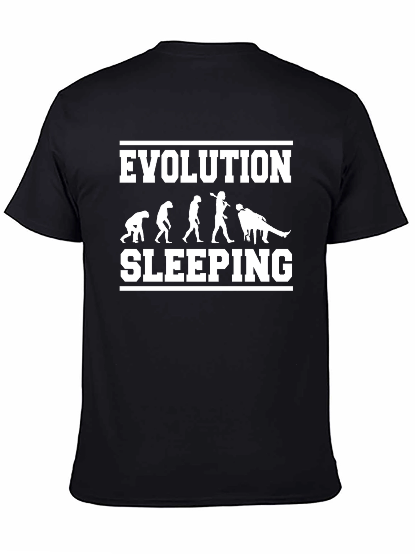Black Evolution of Sleeping T-Shirt - Funny Graphic Tee view 4